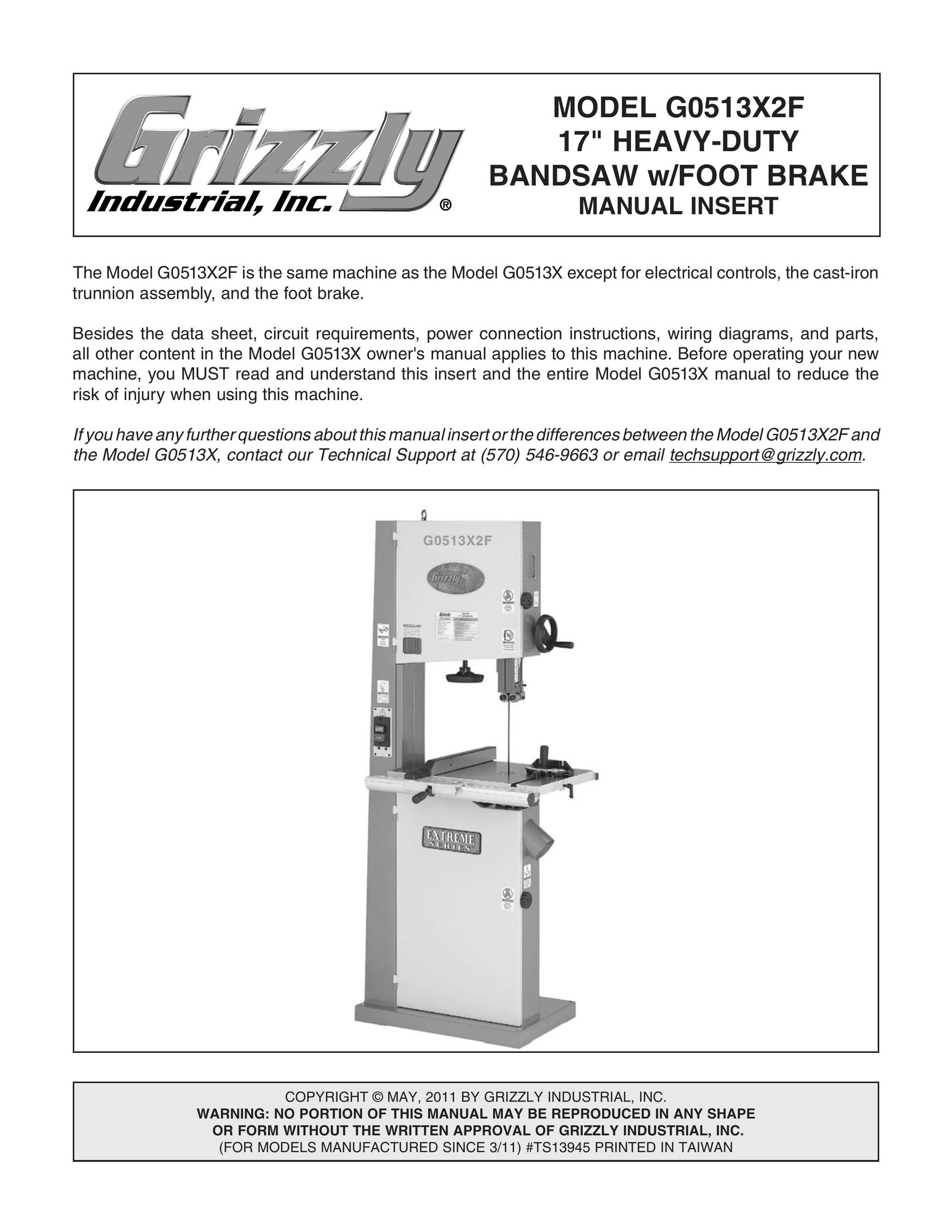 Grizzly G0513X2F Saw User Manual