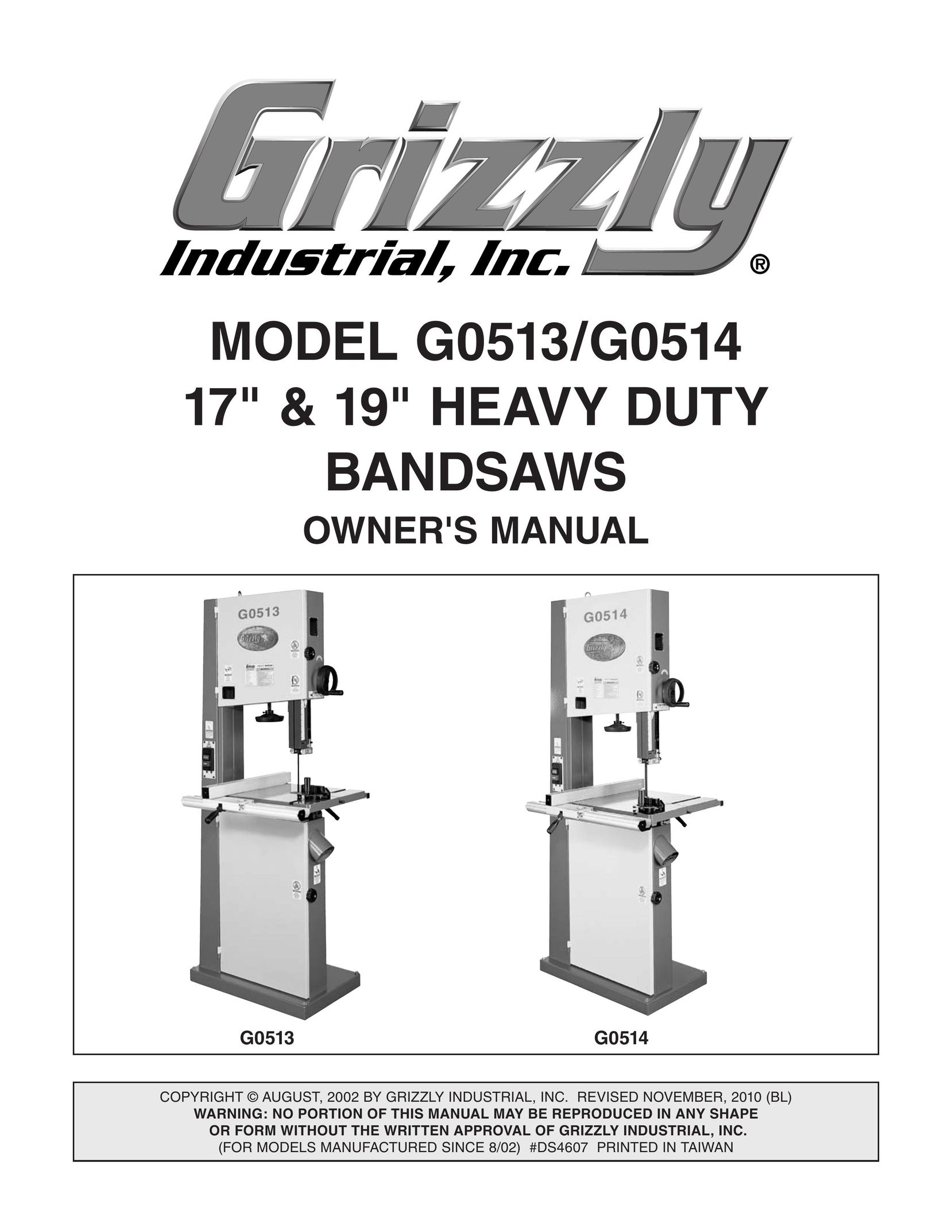 Grizzly G0514 Saw User Manual