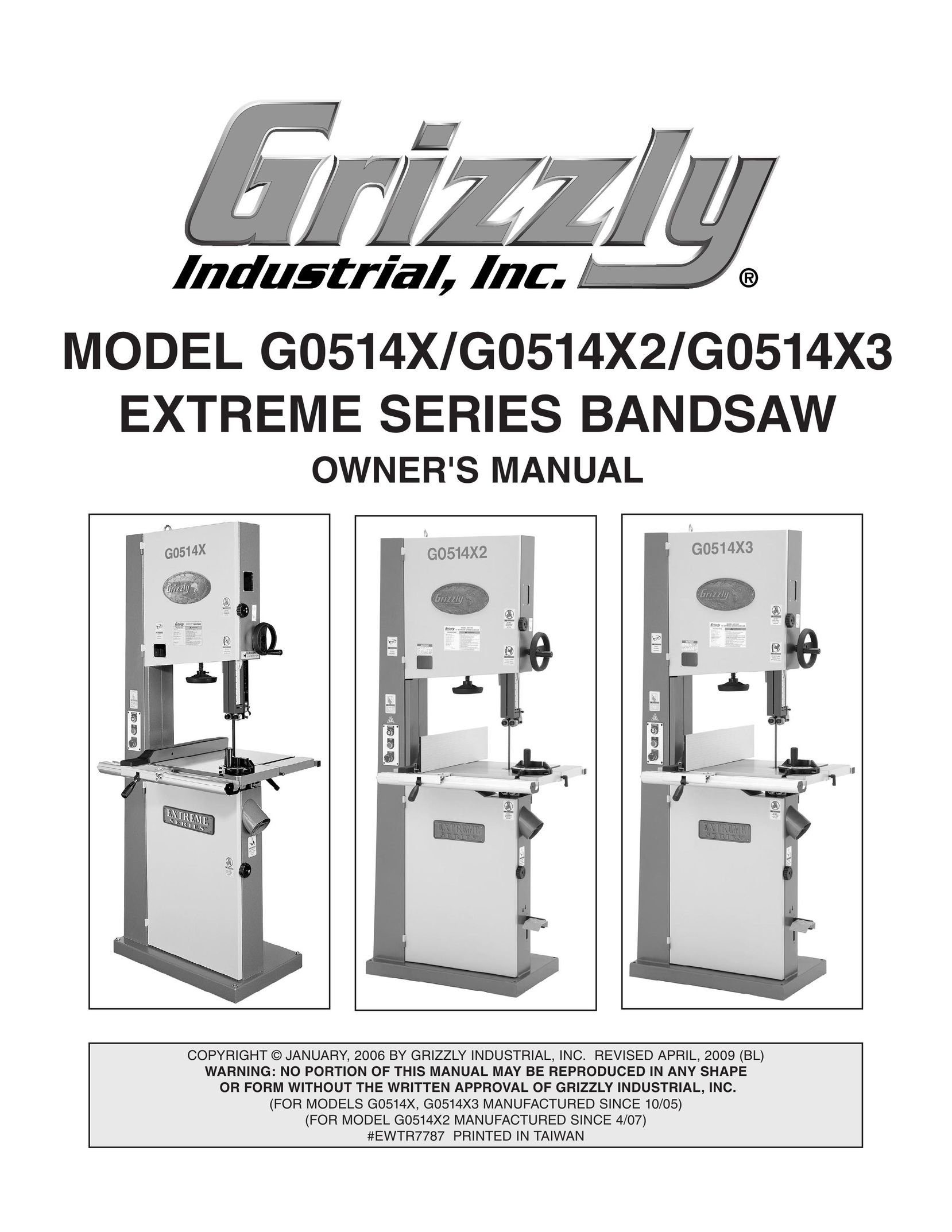 Grizzly G0514X3 Saw User Manual
