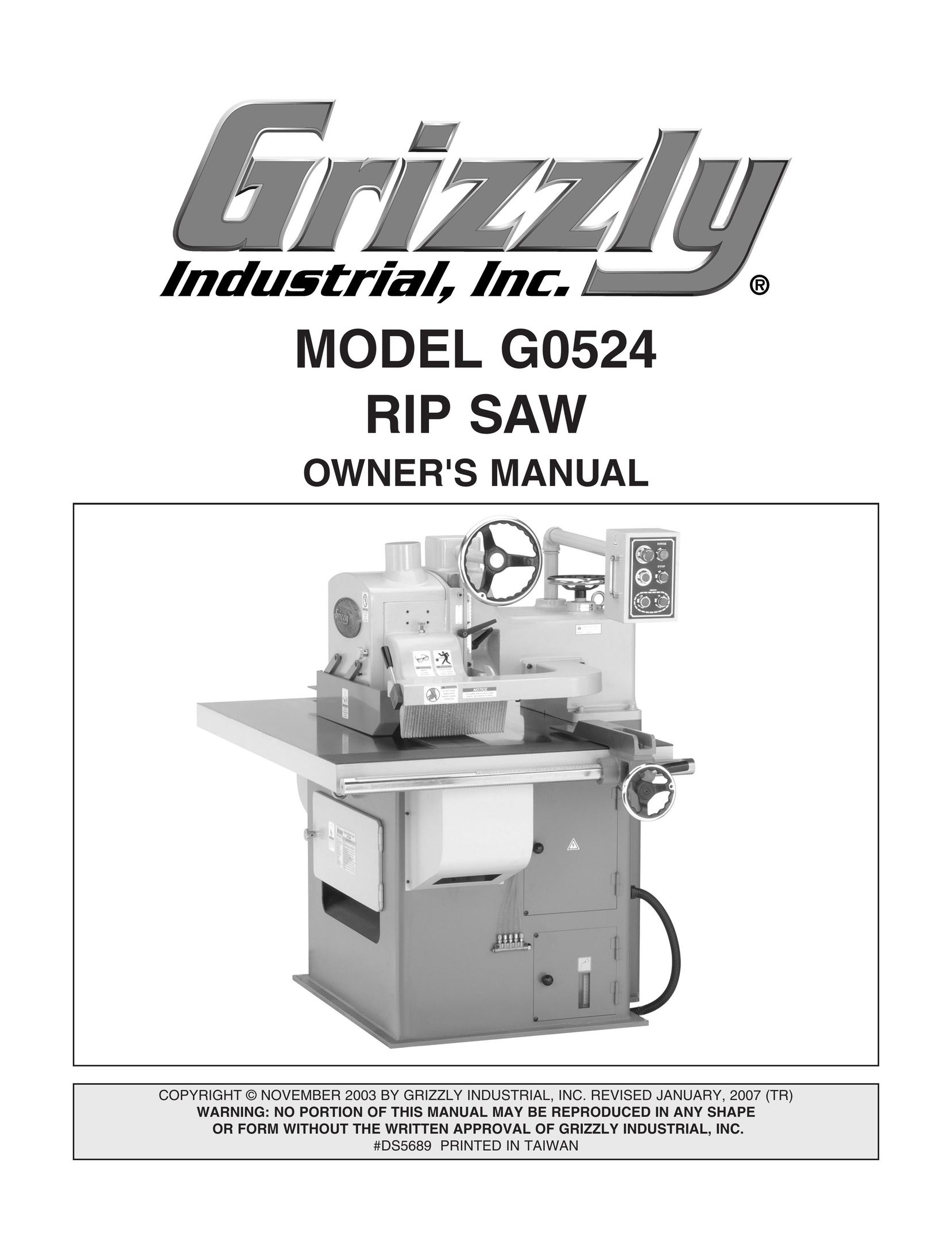 Grizzly G0524 Saw User Manual