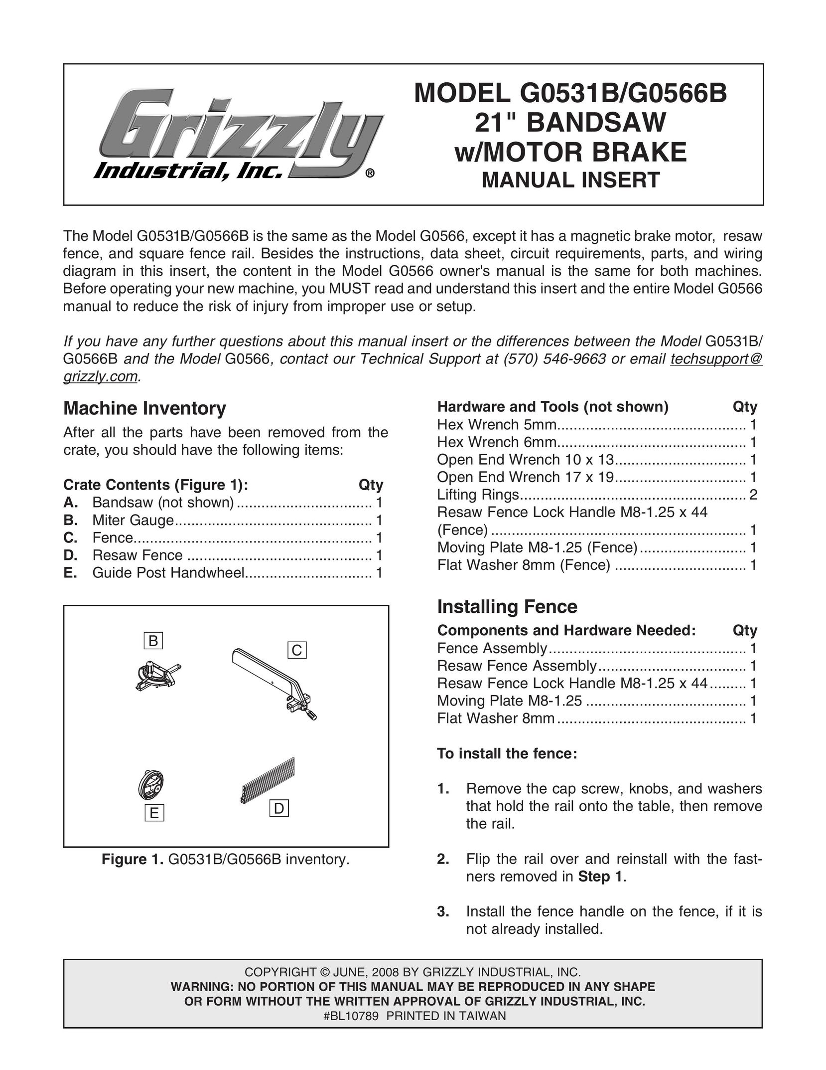 Grizzly G0566B Saw User Manual