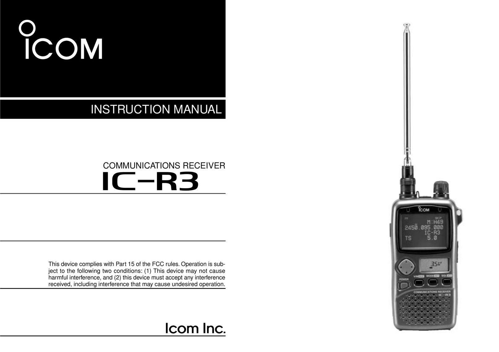 Icom IC-R3 Saw User Manual