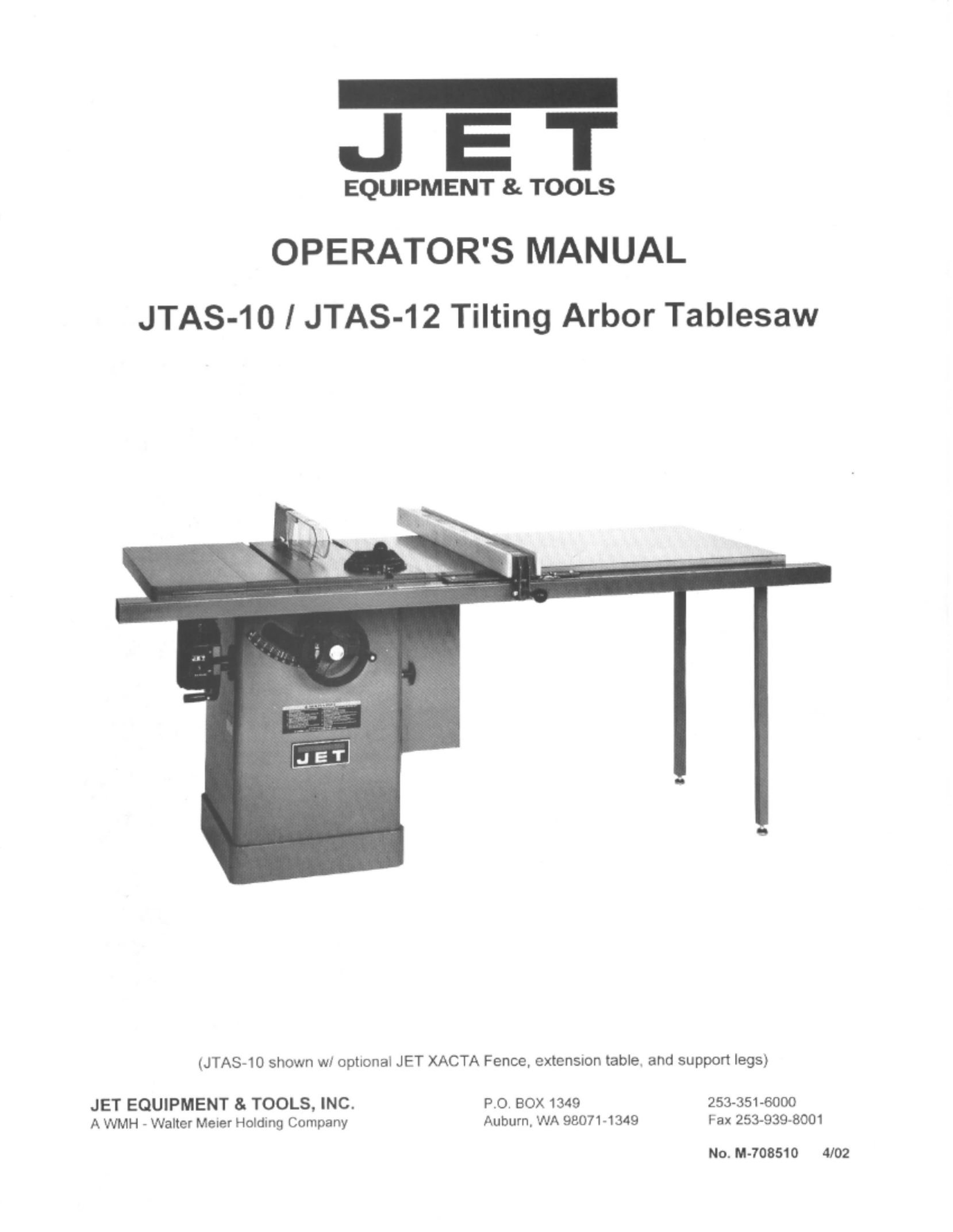 Jet Tools JTAS-10 Saw User Manual