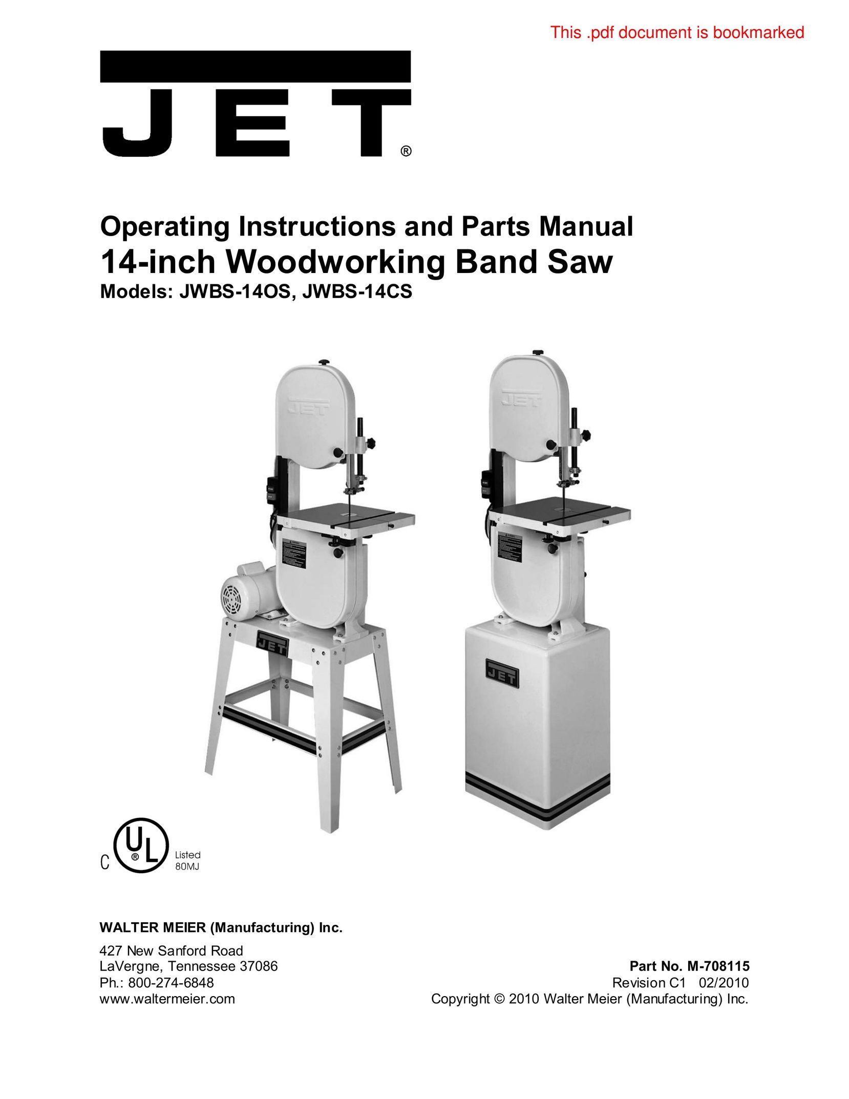Jet Tools JWBS-14OCS Saw User Manual