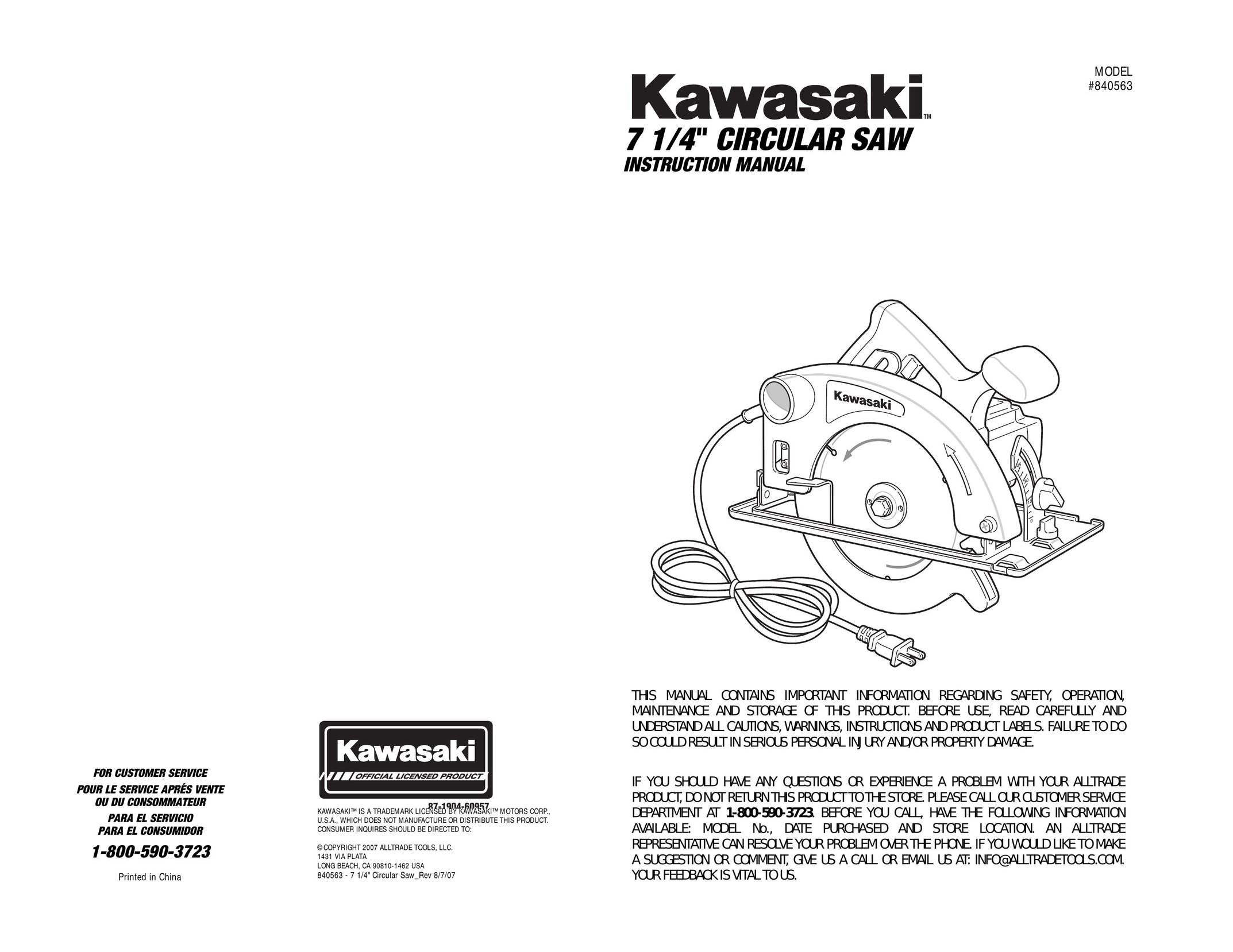 Kawasaki 840563 Saw User Manual