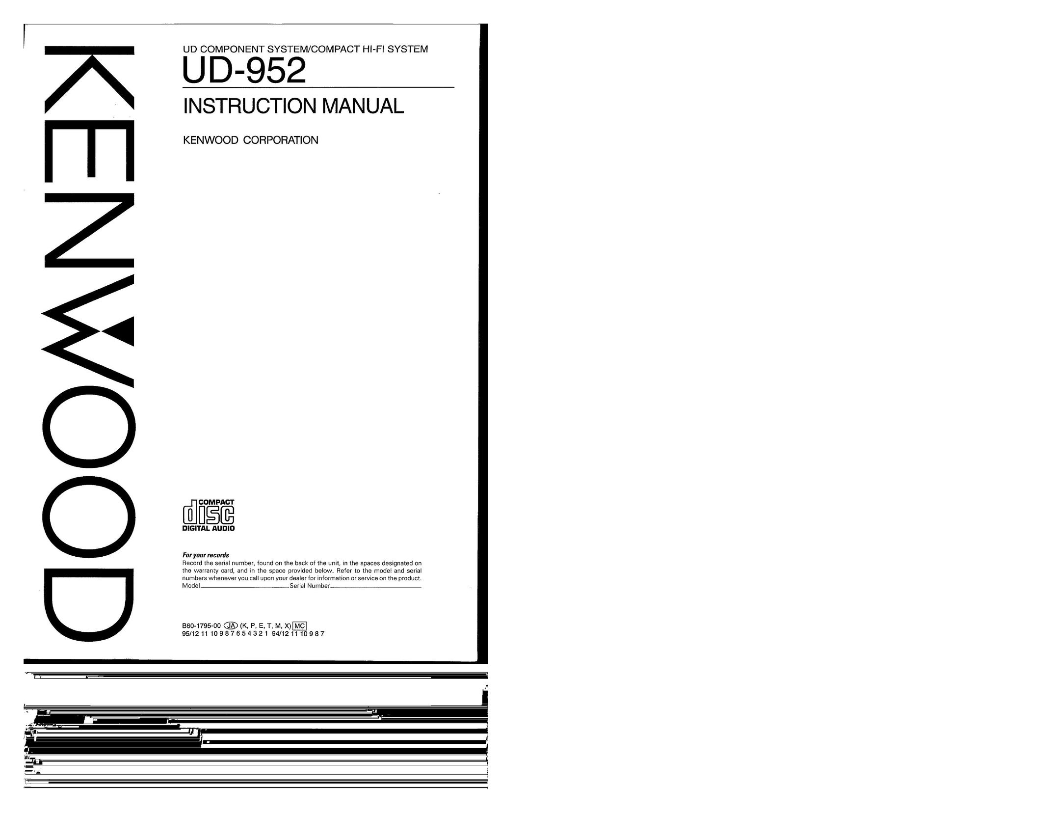 Kenwood UD-952 Saw User Manual