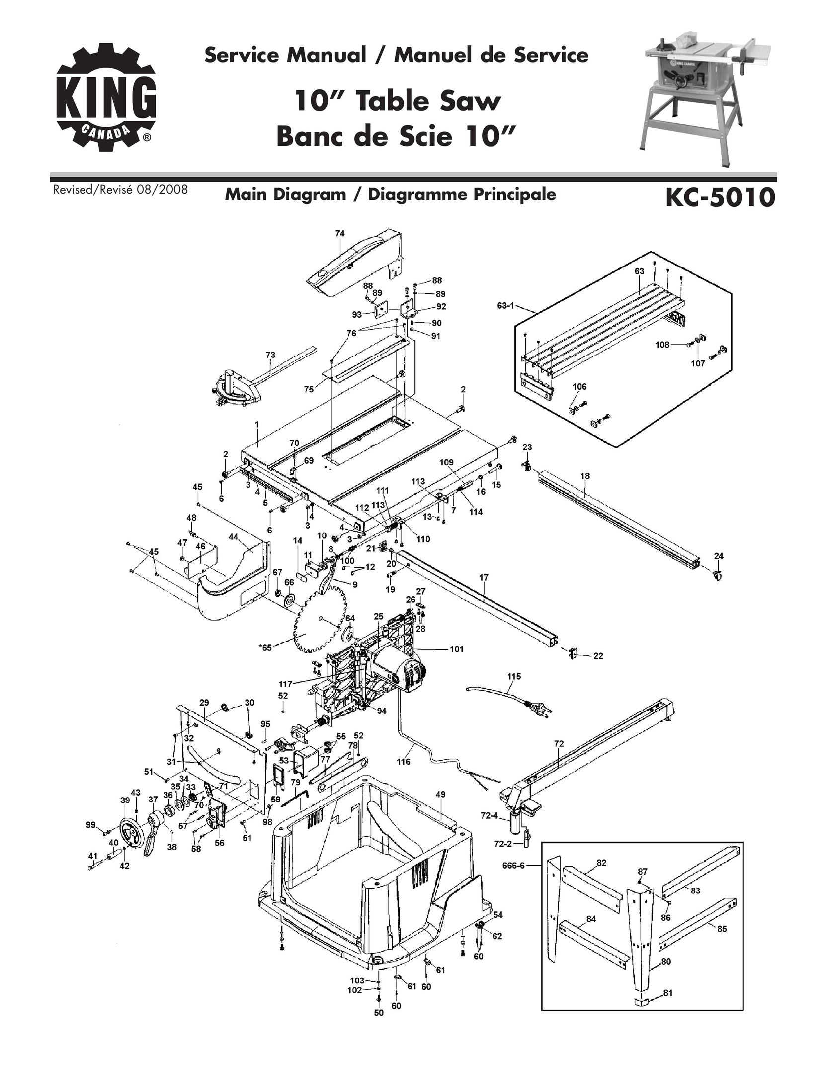 King Canada KC-5010 Saw User Manual