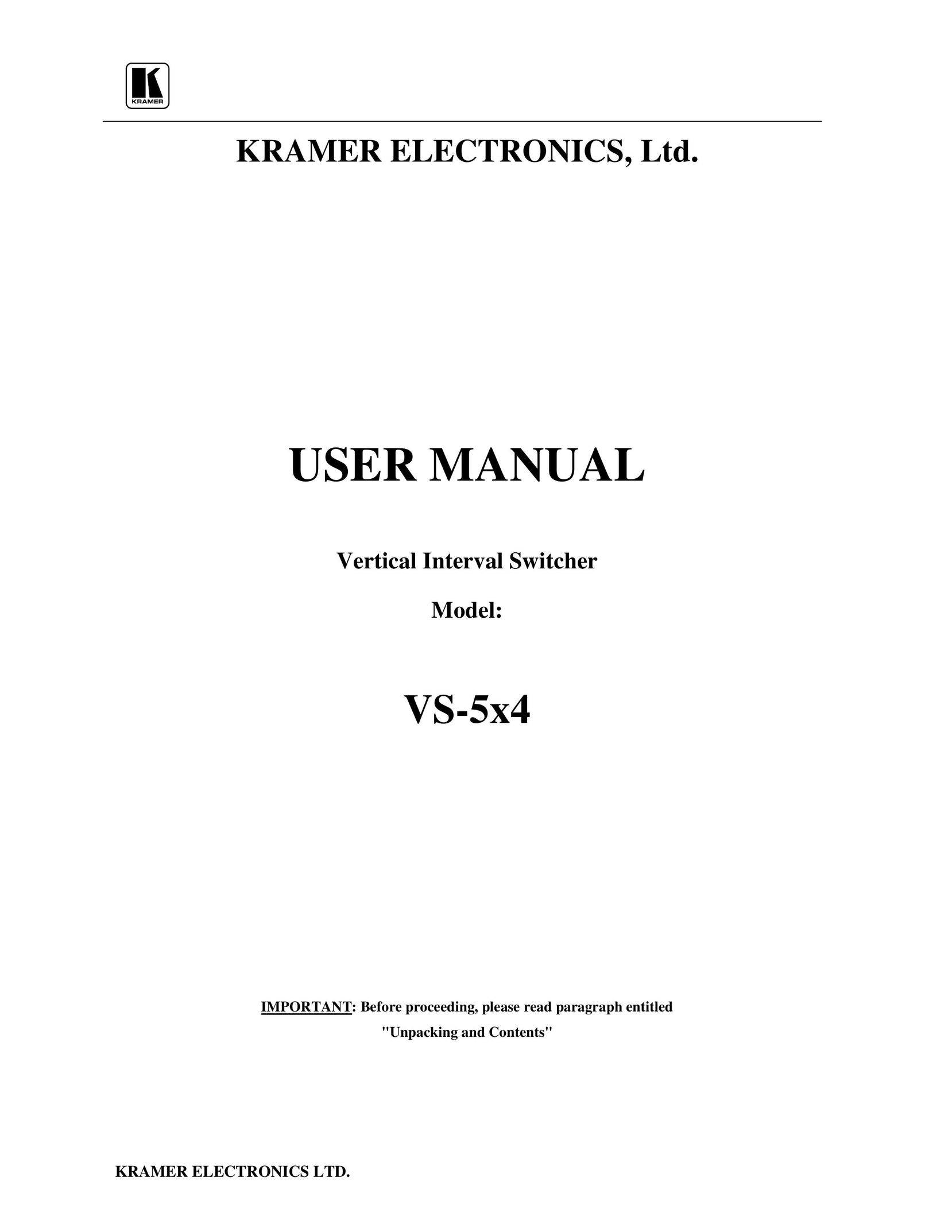 Kramer Electronics VS-5x4 Saw User Manual