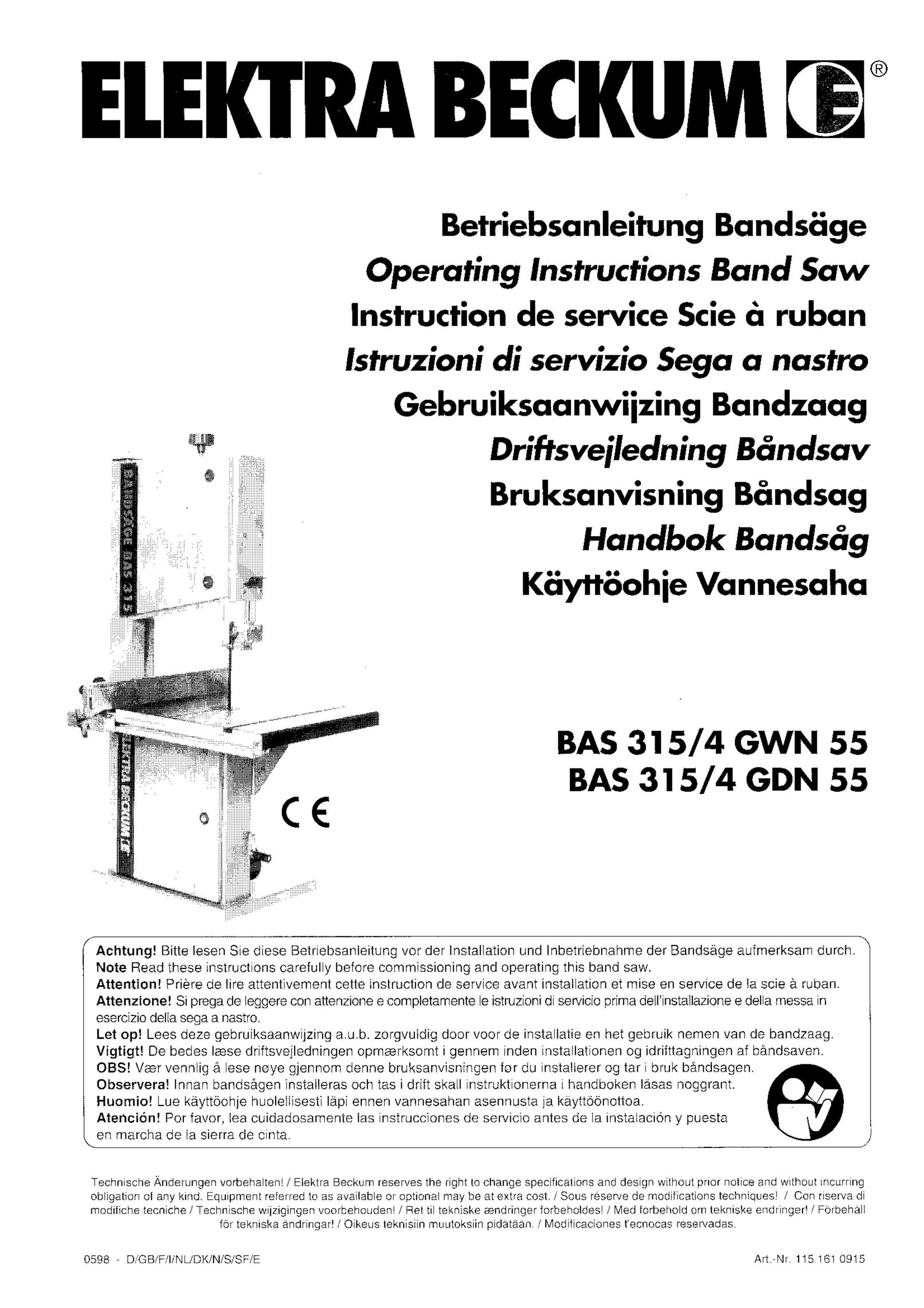 Metabo BAS 315/4 GDN 55 Saw User Manual