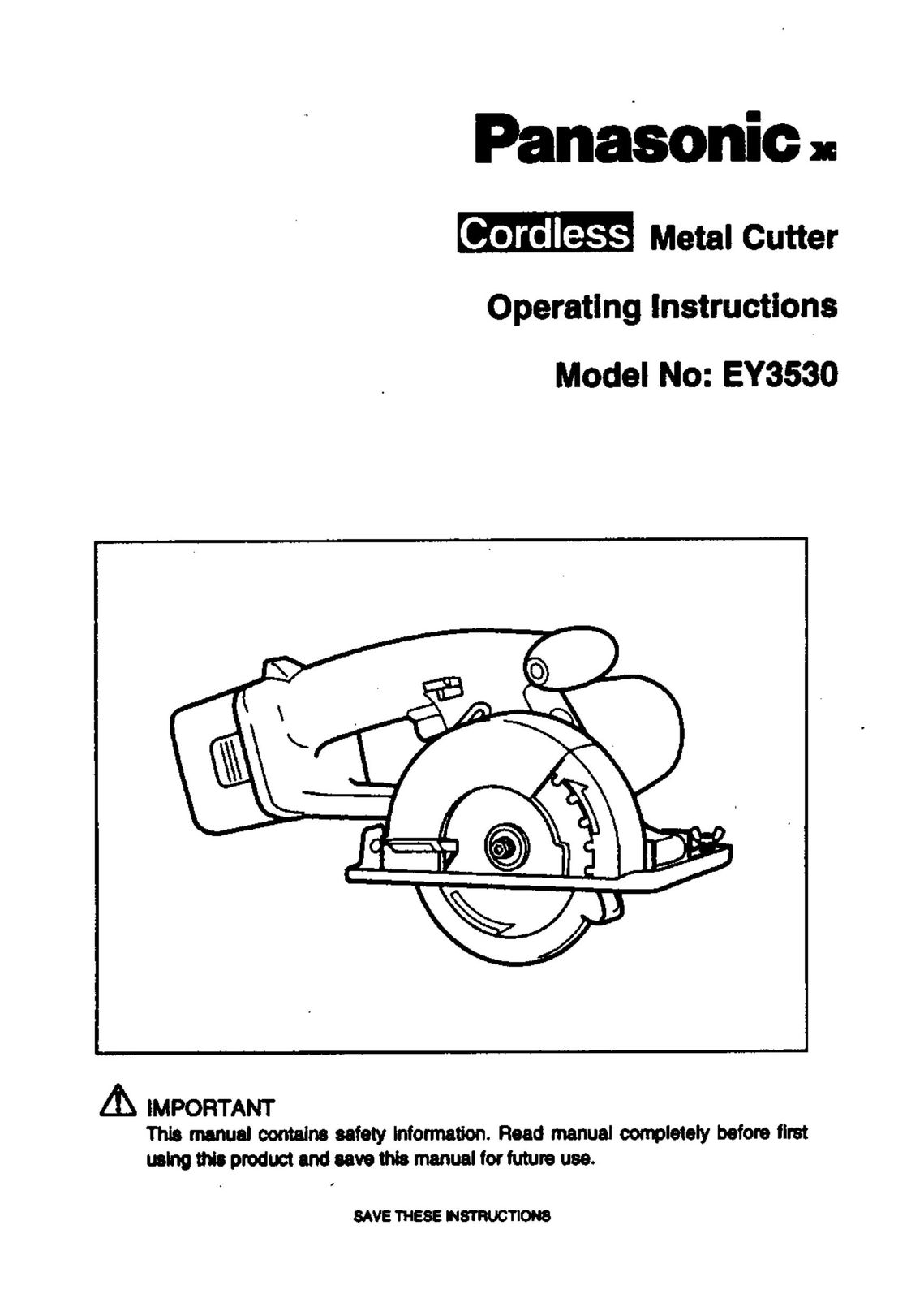 Panasonic EY3530 Saw User Manual
