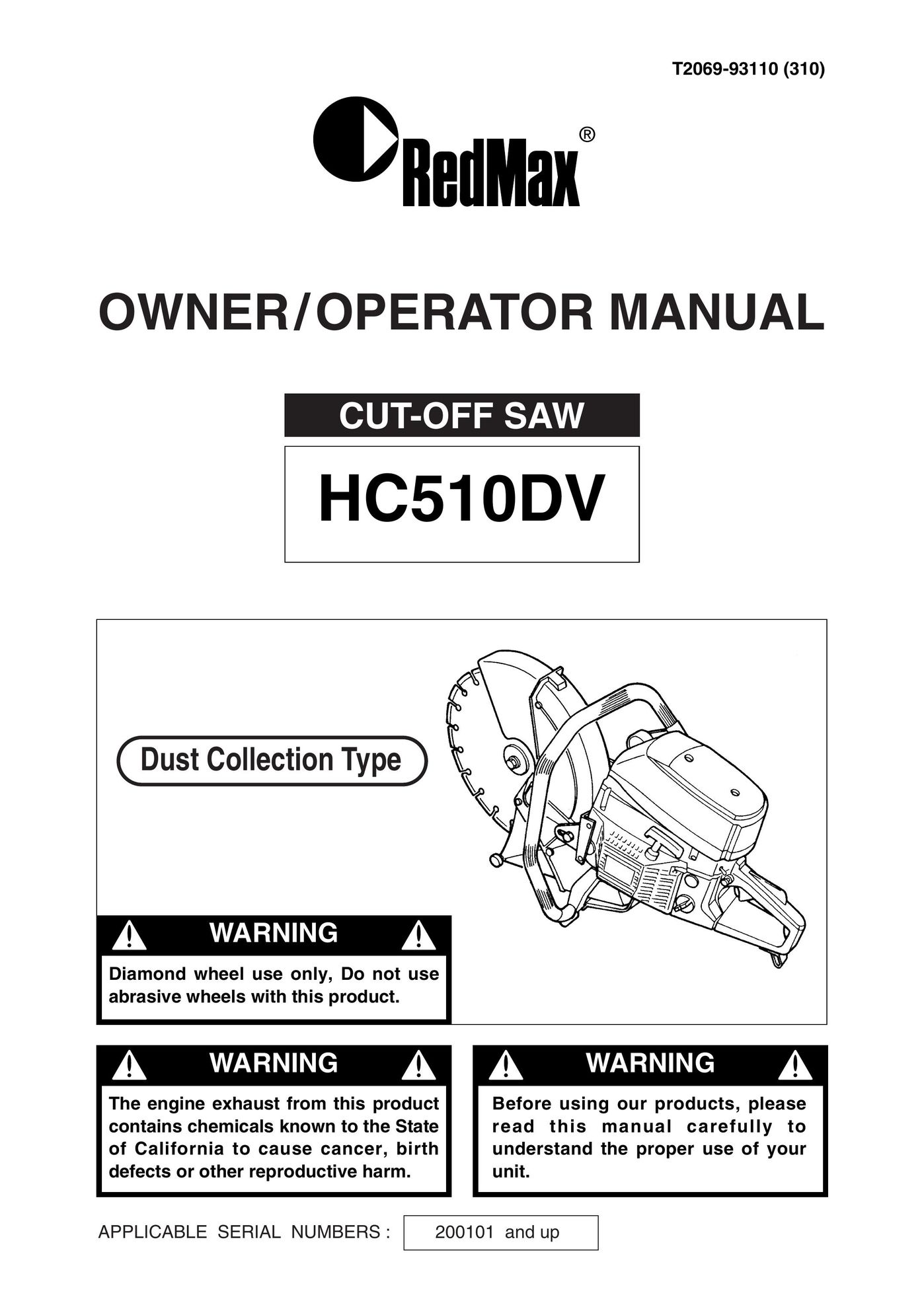 RedMax HC510DV Saw User Manual