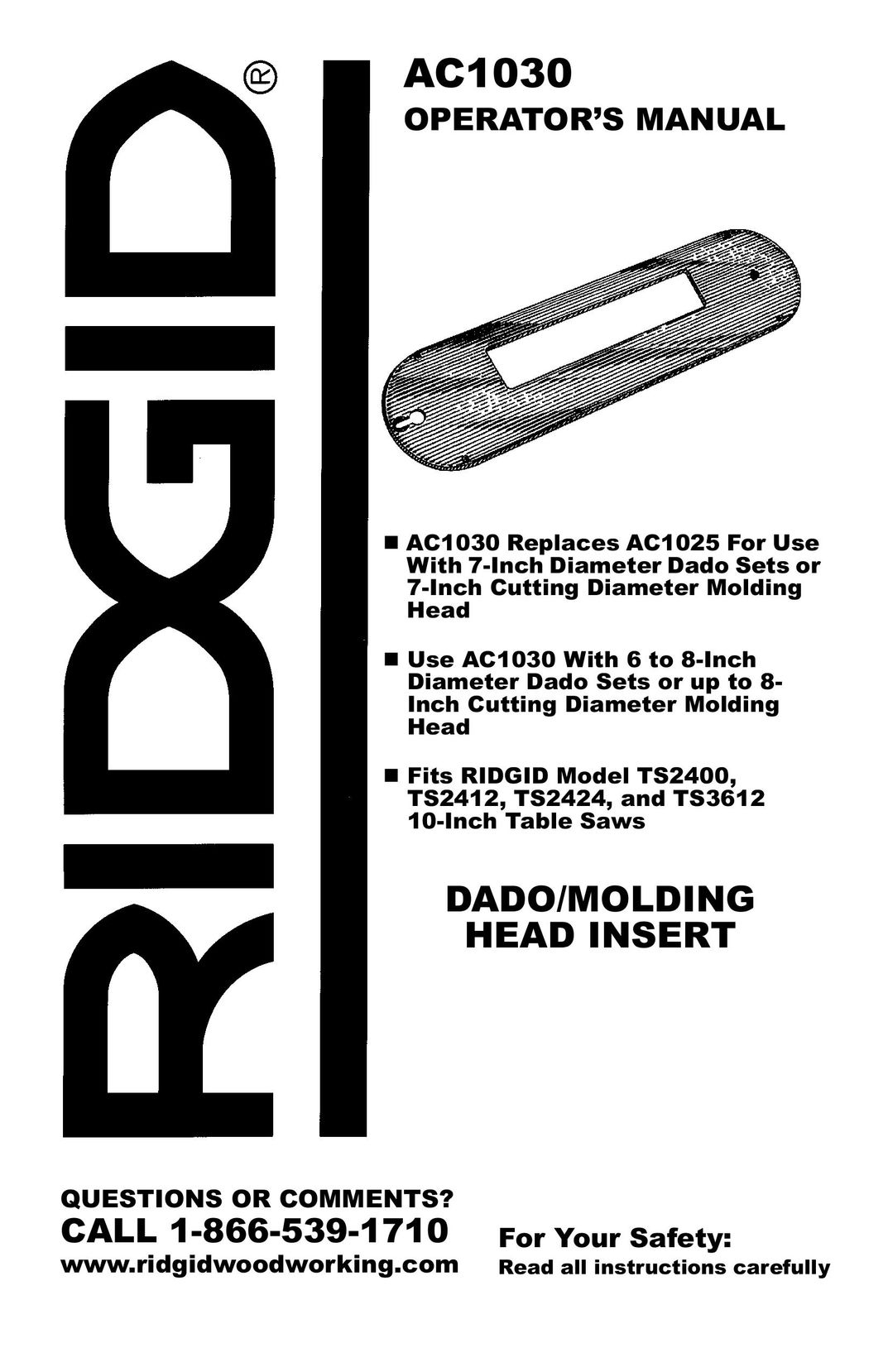 RIDGID AC1030 Saw User Manual