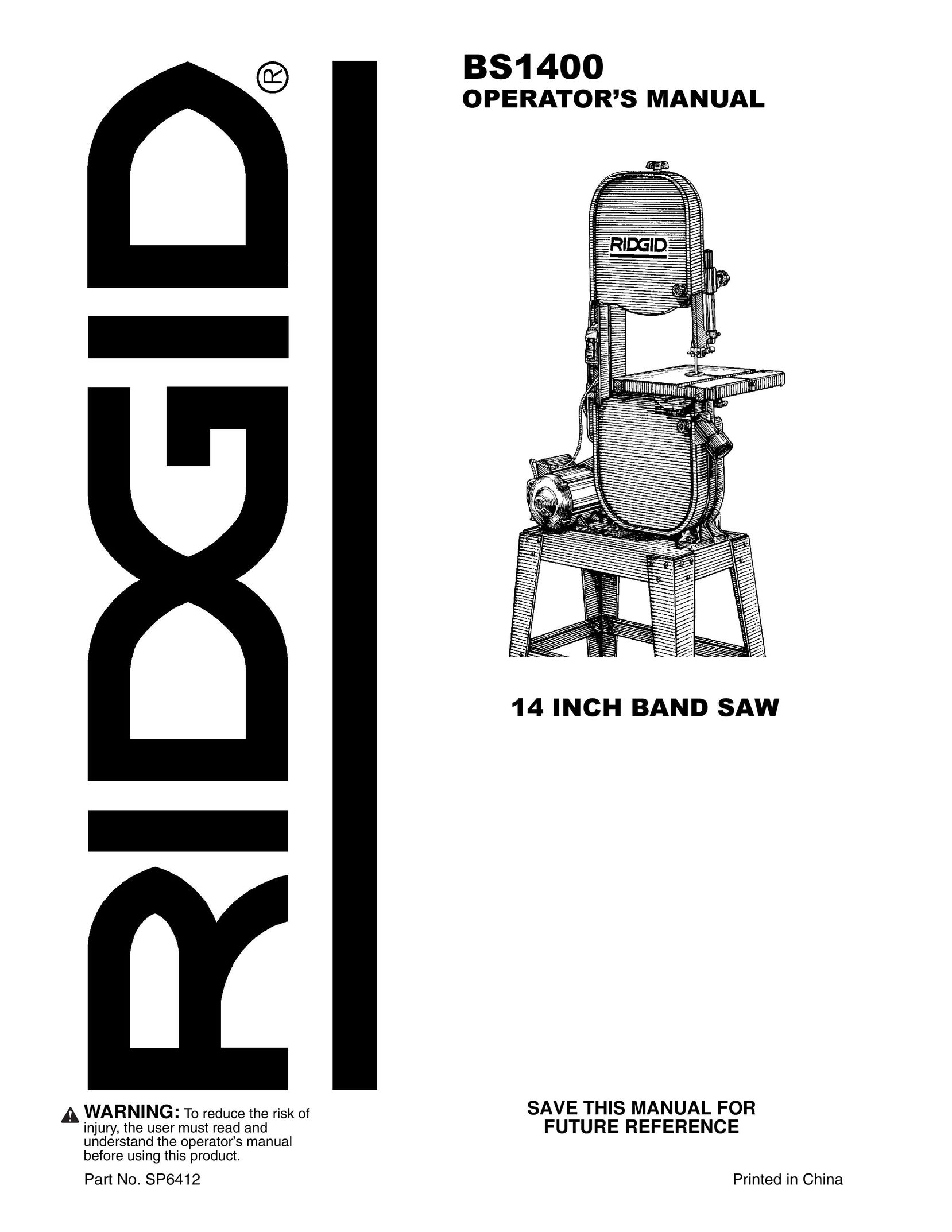 RIDGID BS1400 Saw User Manual