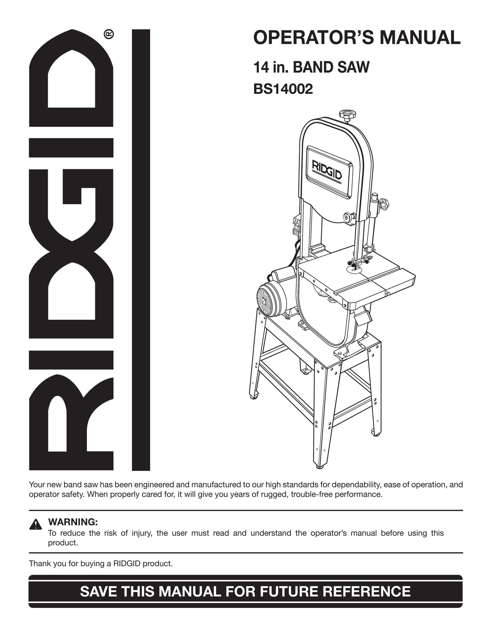 RIDGID BS14002 Saw User Manual