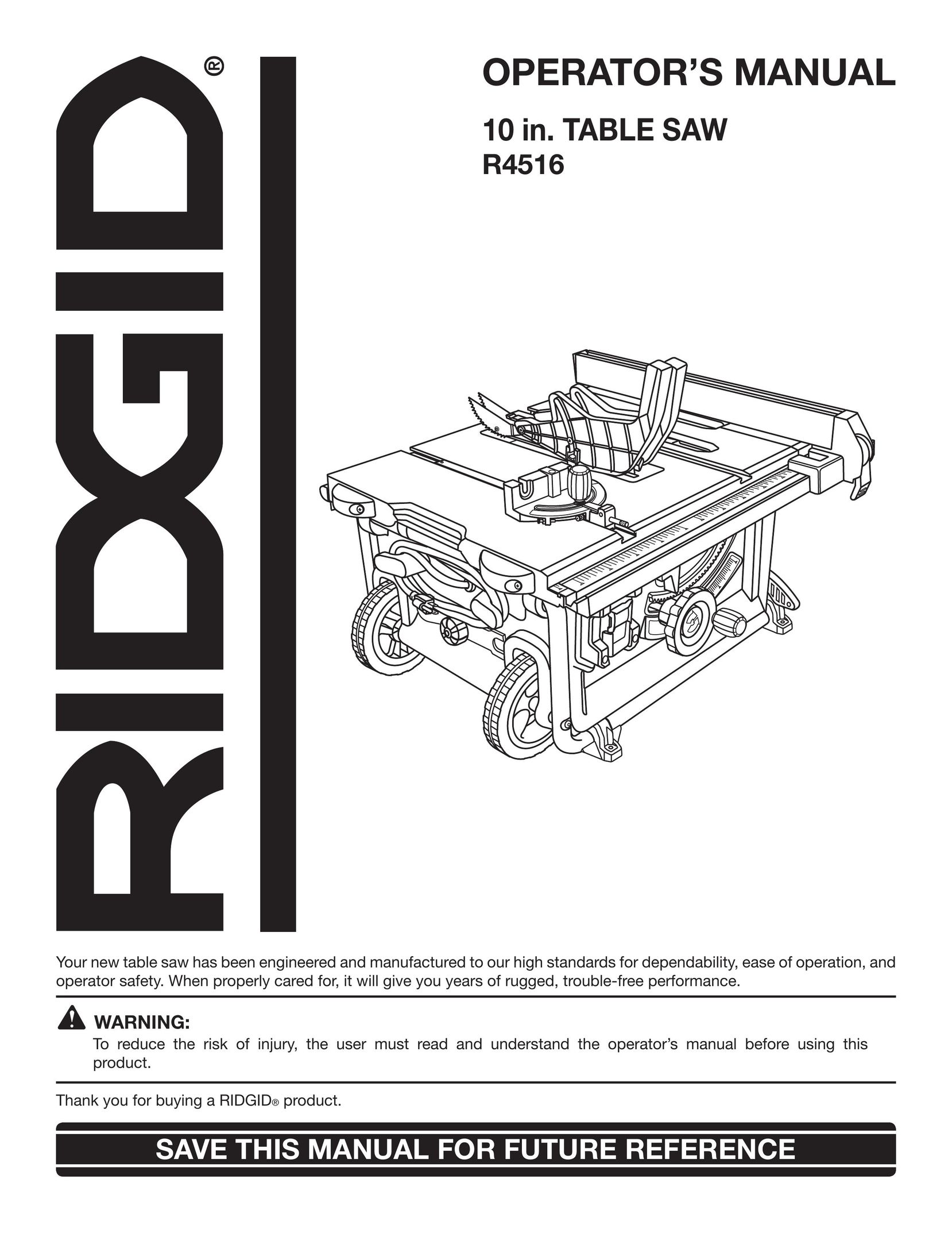 RIDGID R4516 Saw User Manual