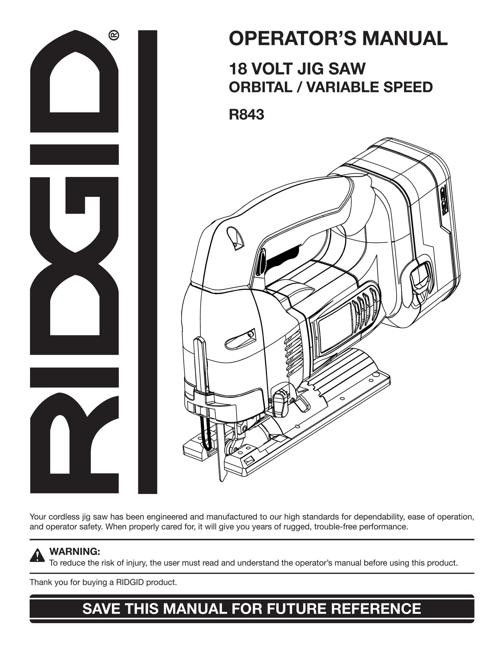 RIDGID R843 Saw User Manual