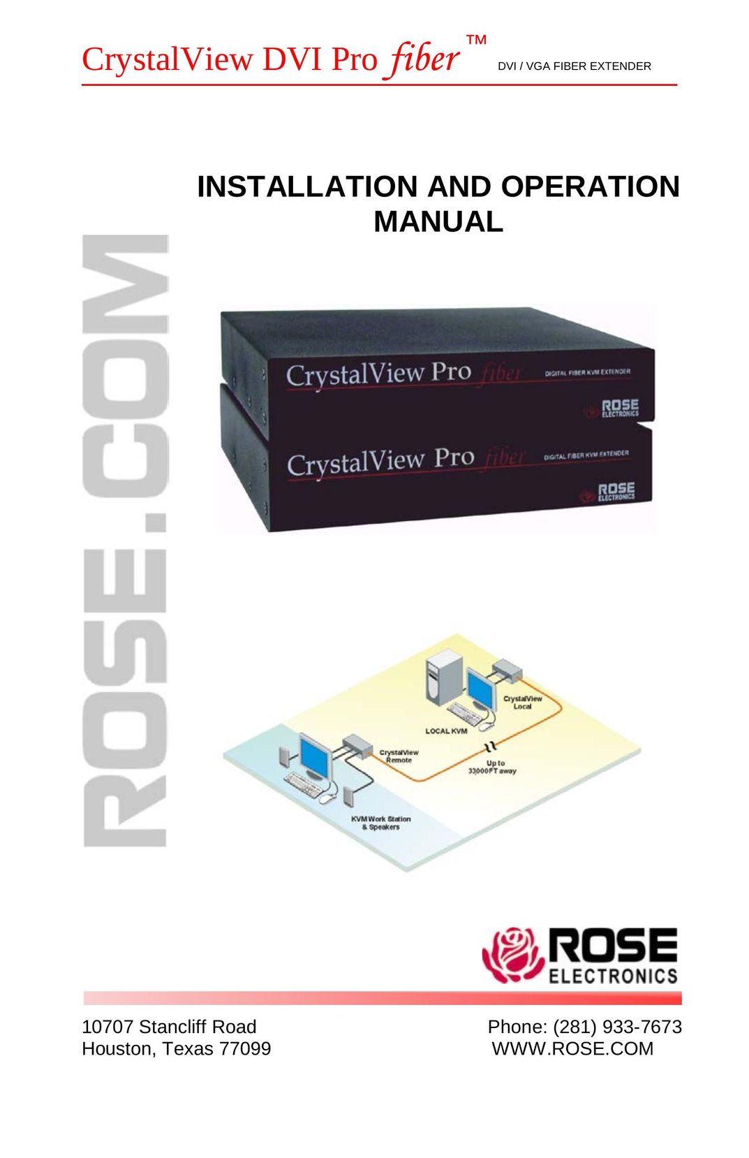 Rose electronic crystalview dvi pro fiber dvi/vga fiber extender Saw User Manual