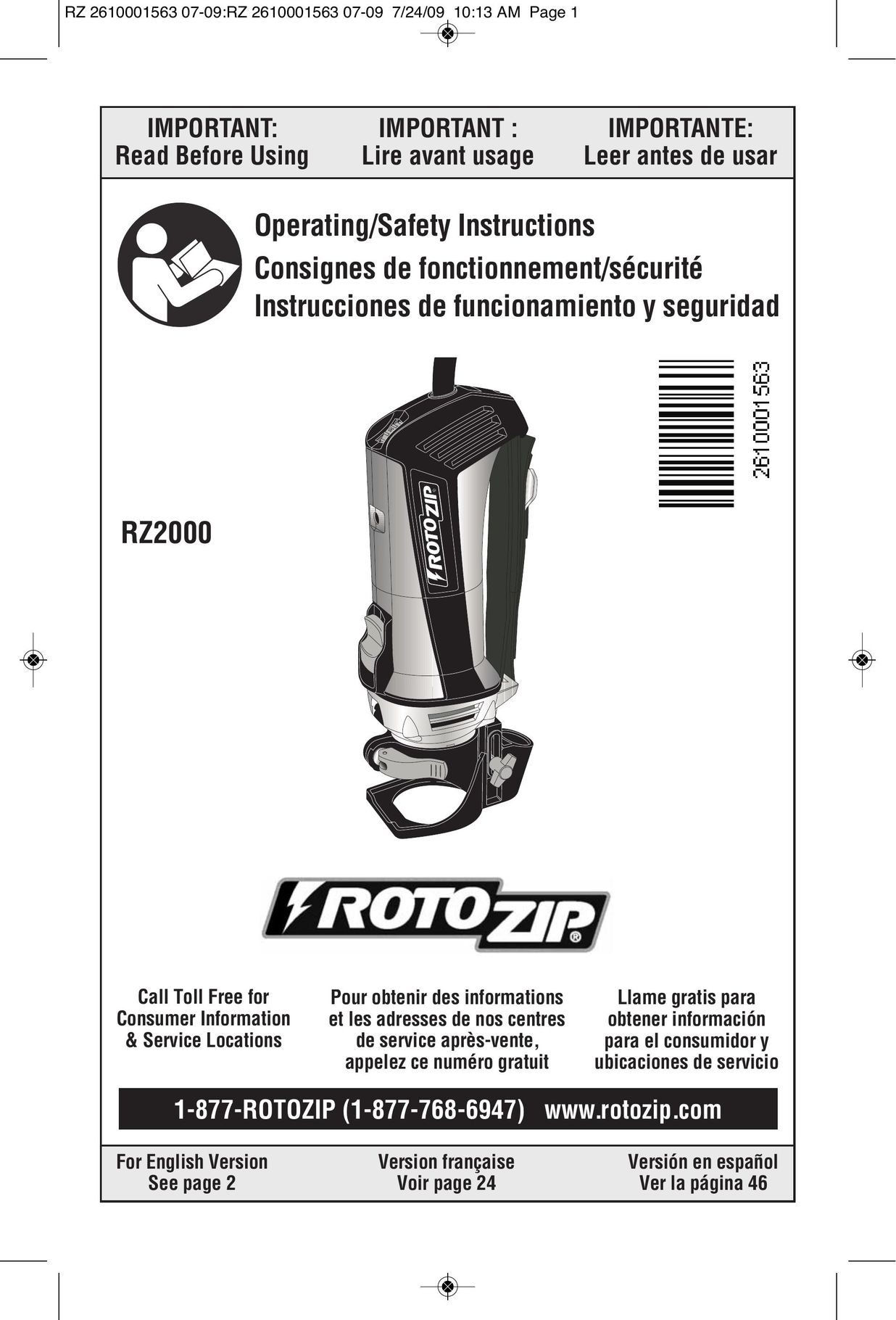 RotoZip RZ2000 Saw User Manual