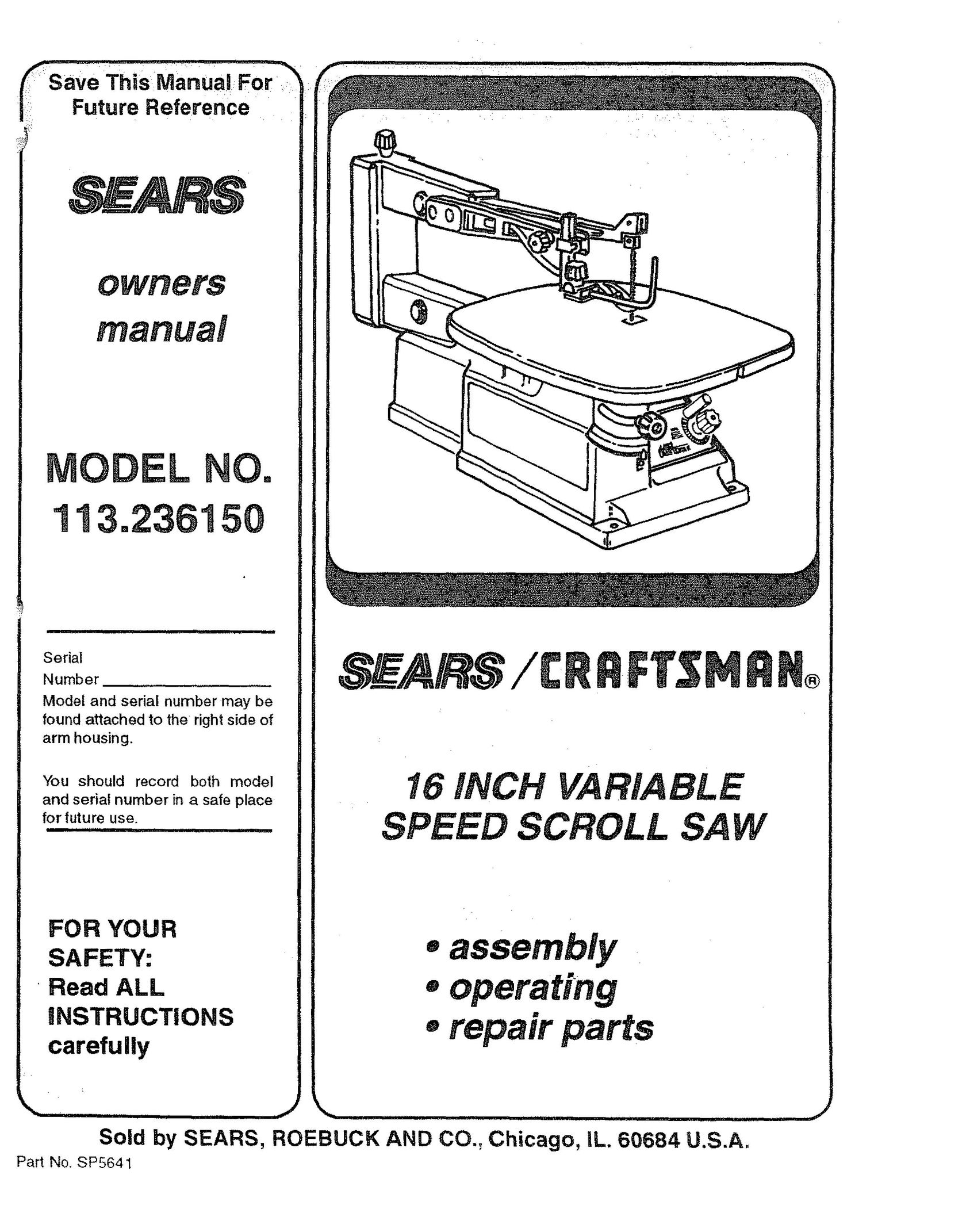 Sears 113.23615 Saw User Manual