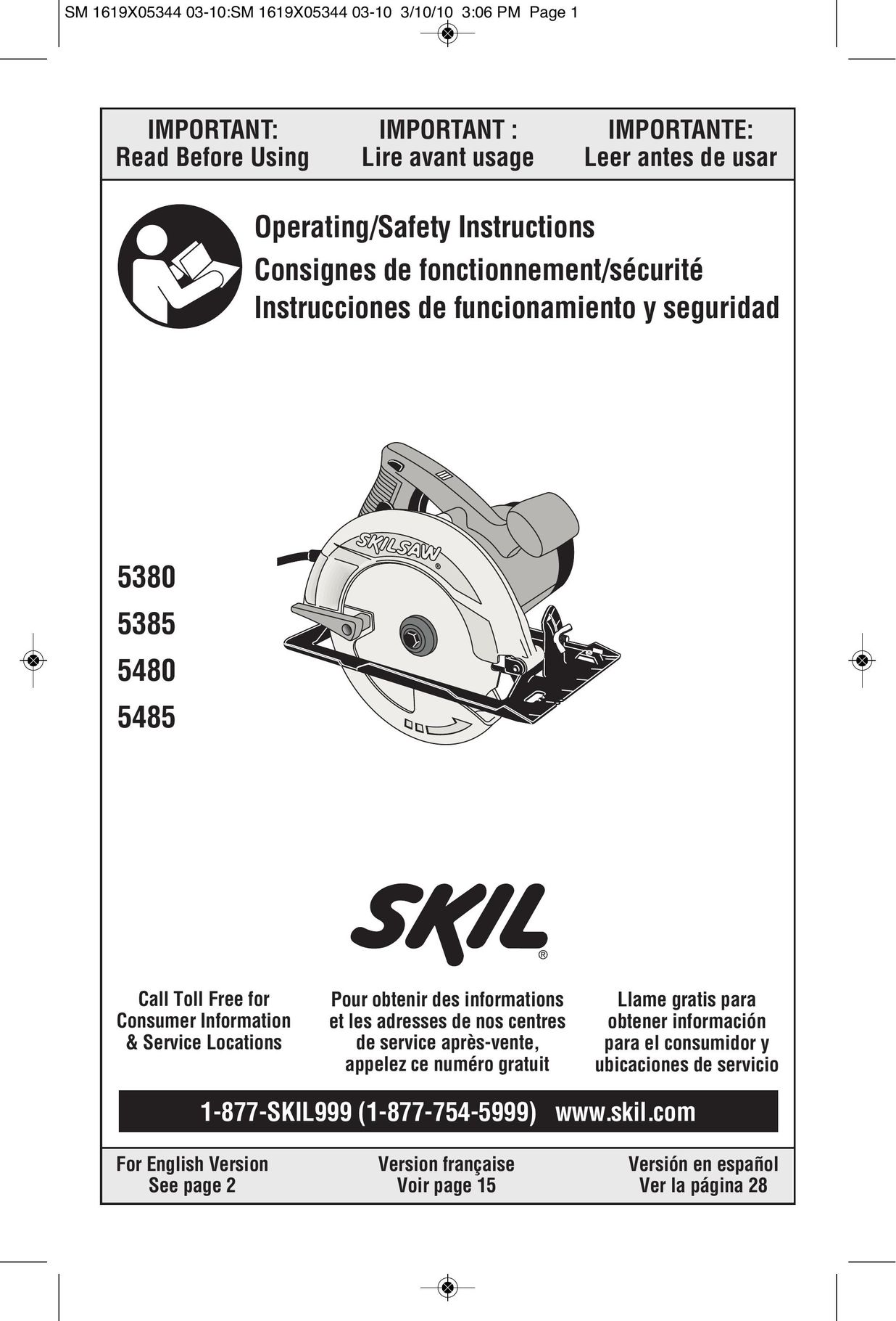 Skil 5385 Saw User Manual