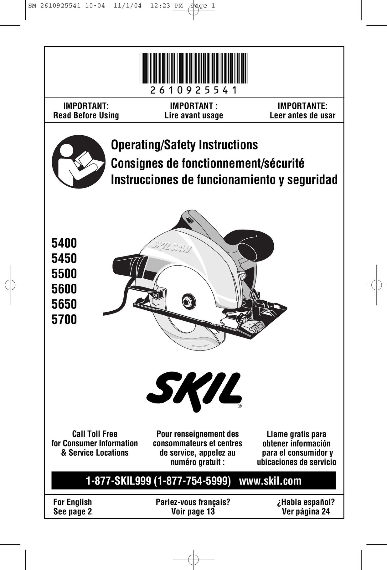 Skil 5400 Saw User Manual