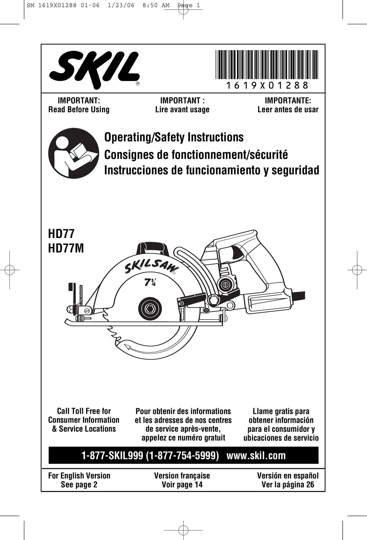 Skil HD77M Saw User Manual