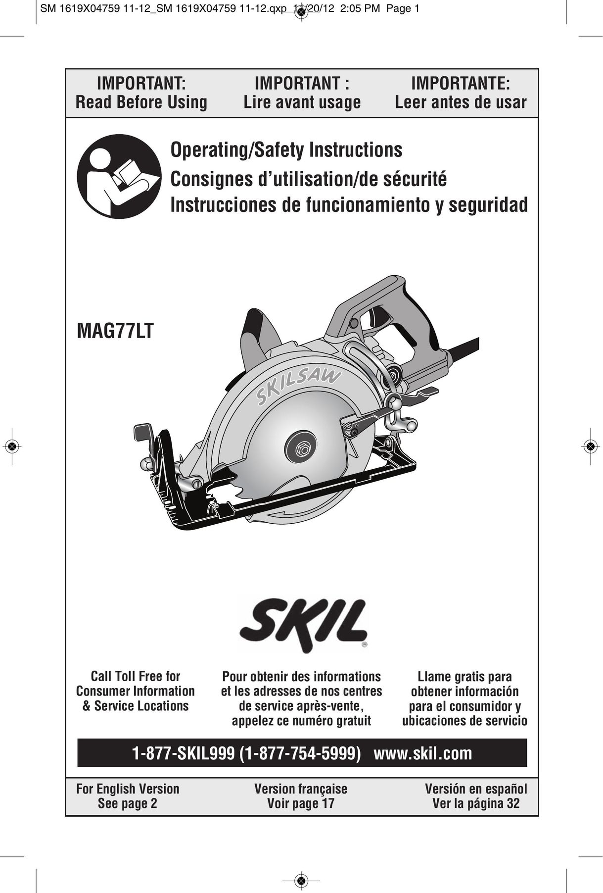 Skil MAG77LT Saw User Manual