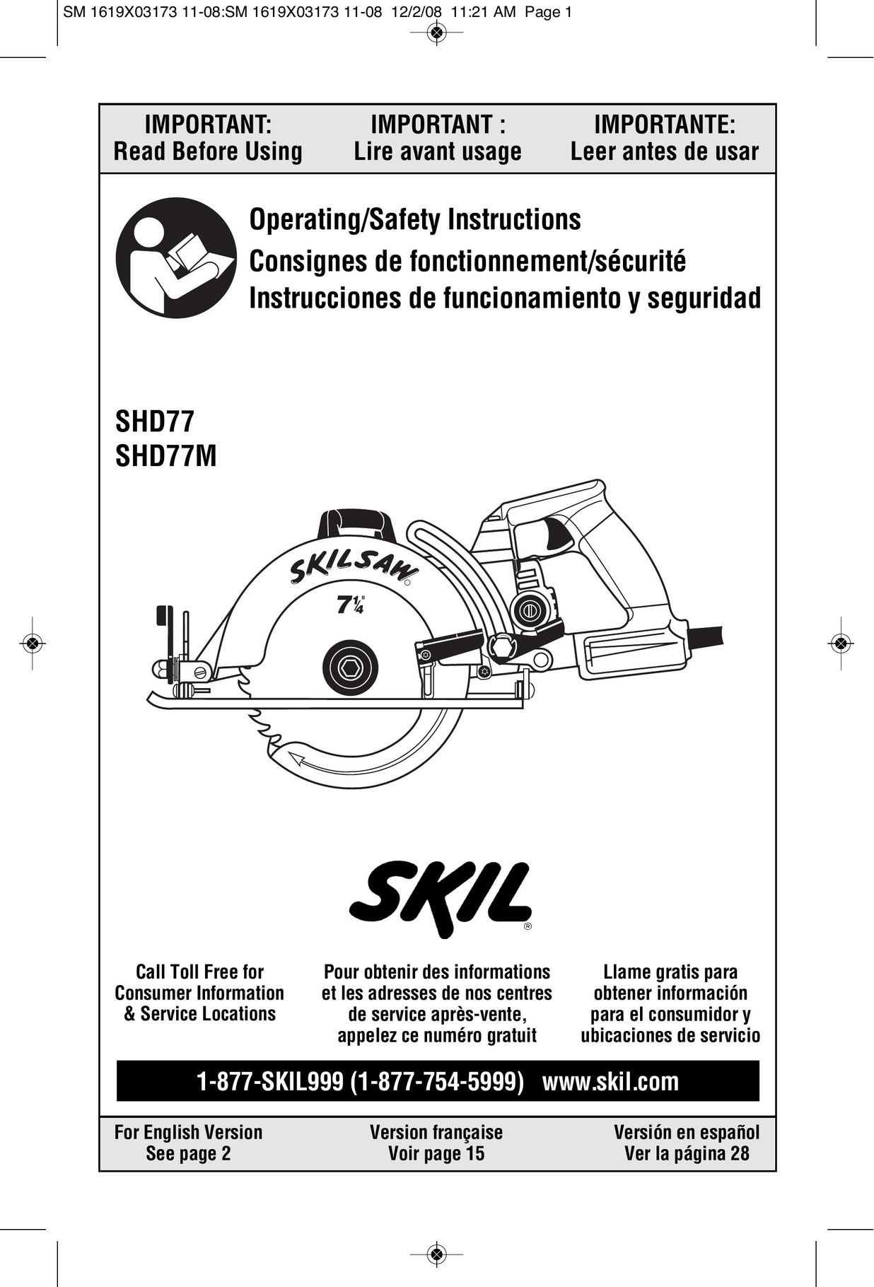 Skil SHD77 Saw User Manual