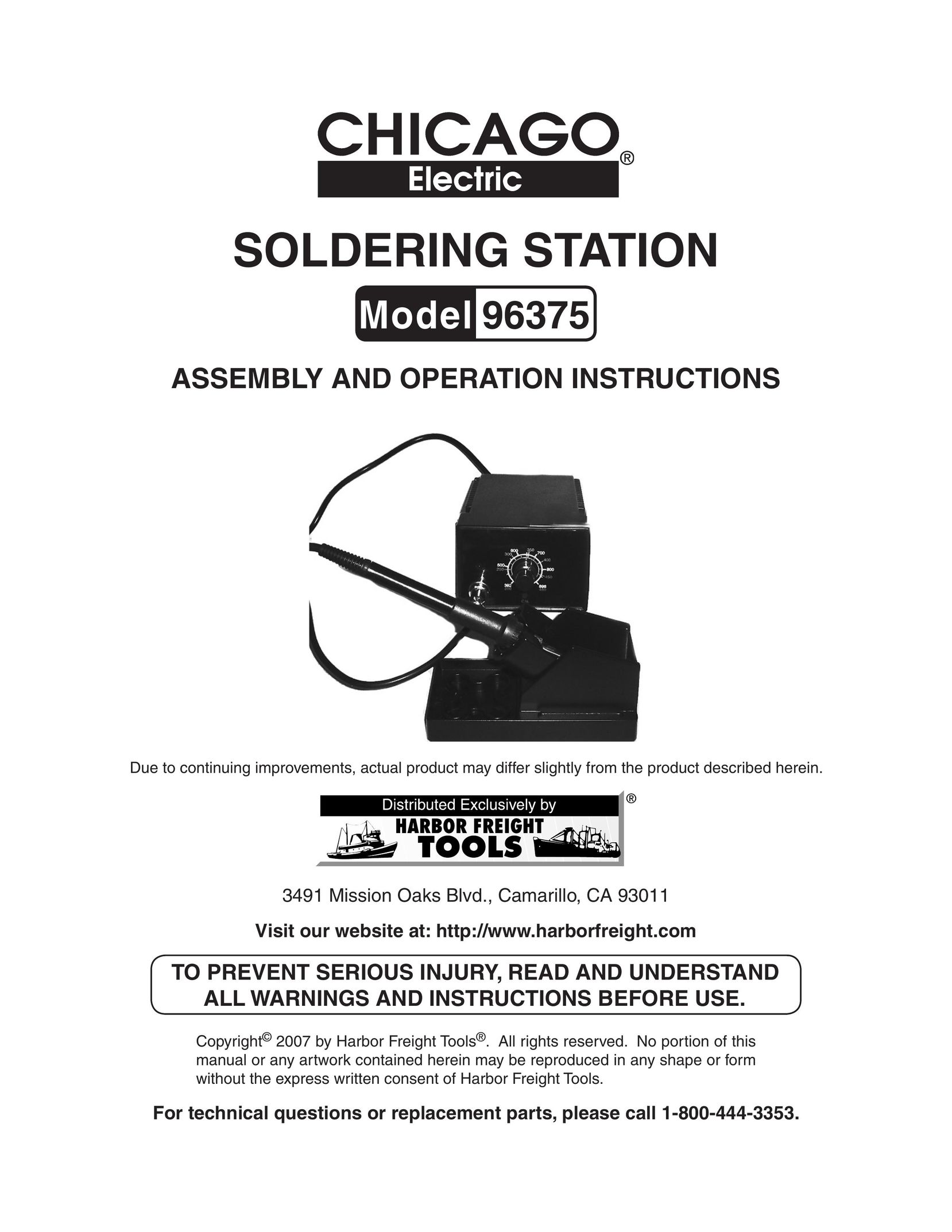 Chicago Electric 96375 Soldering Gun User Manual