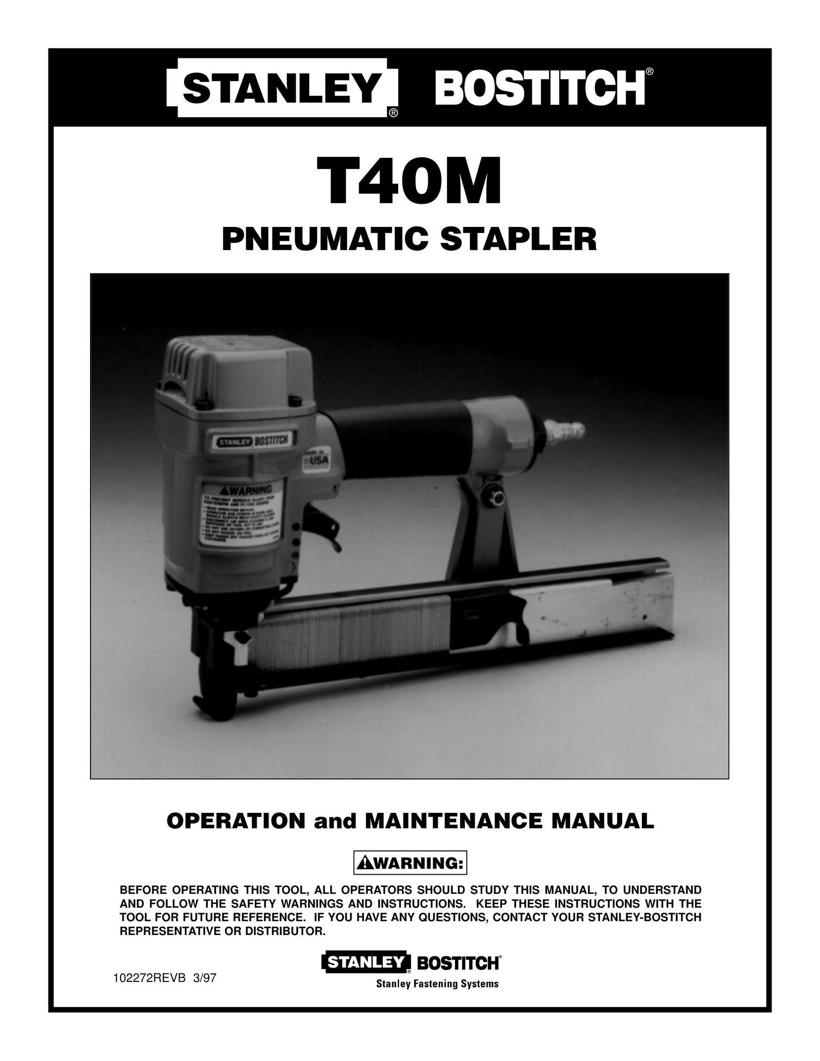 Bostitch 102272REVB 3/97 Staple Gun User Manual
