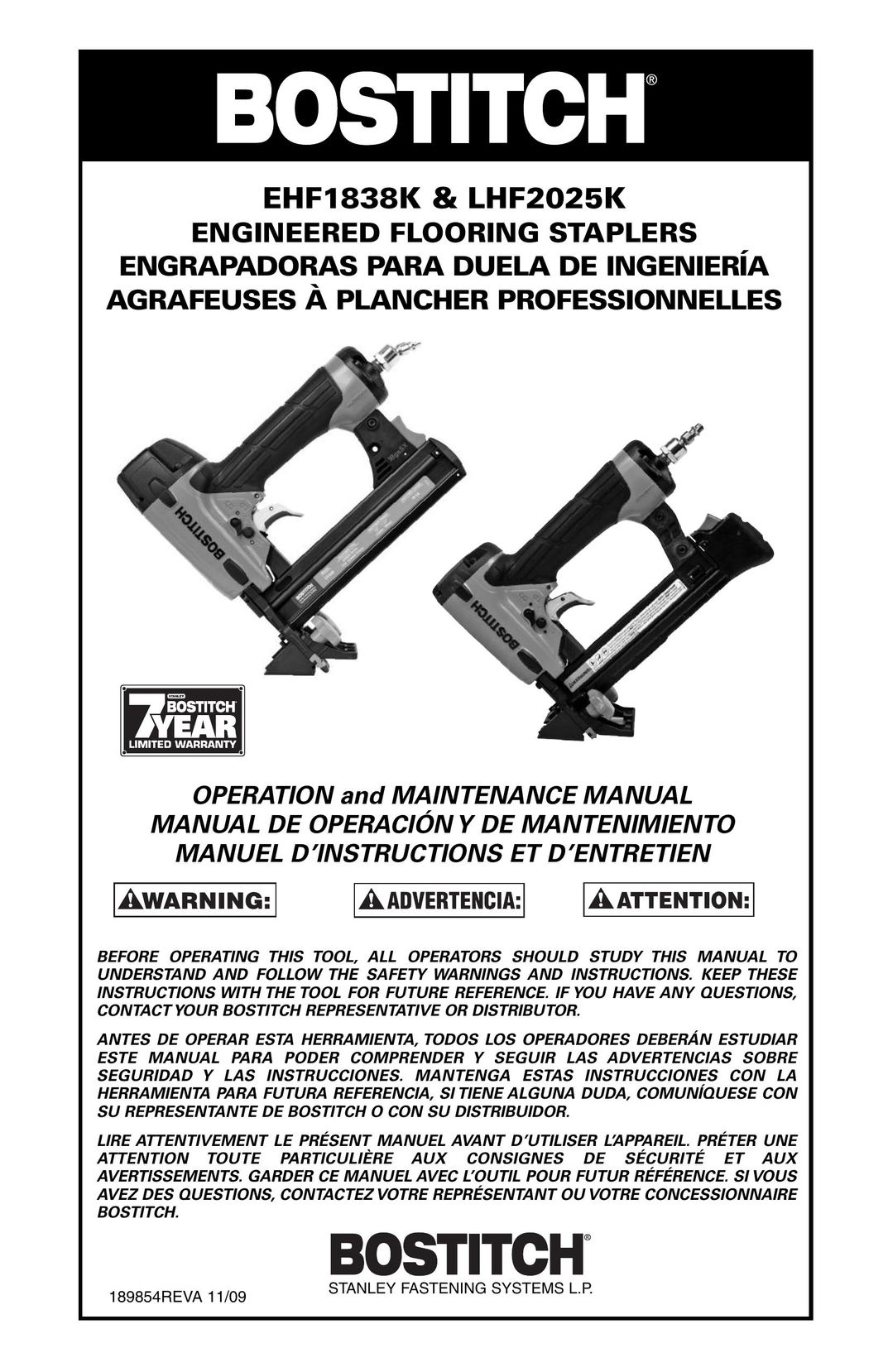 Bostitch EHF1838K Staple Gun User Manual