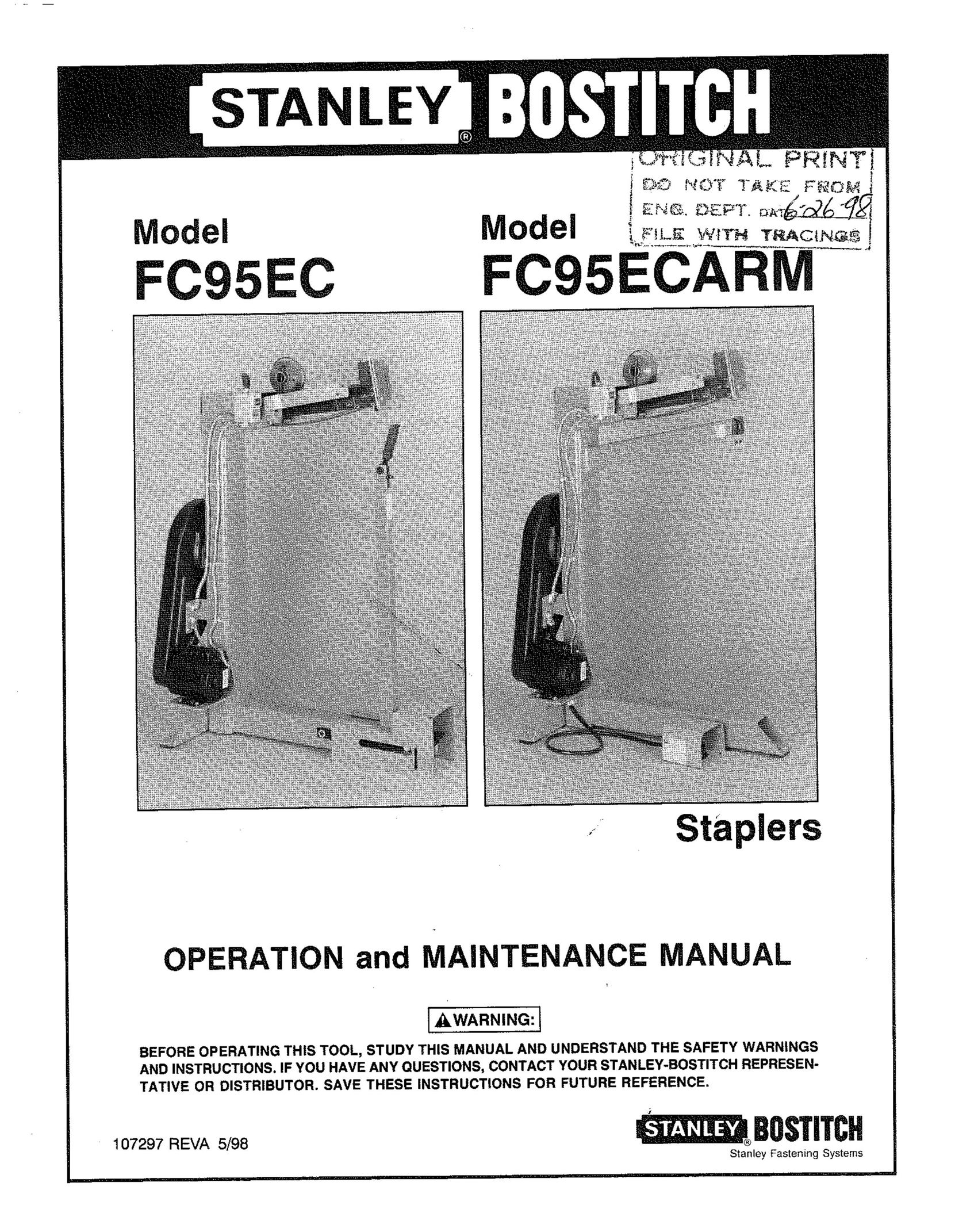 Bostitch FC95EC/FC95ECARM Staple Gun User Manual