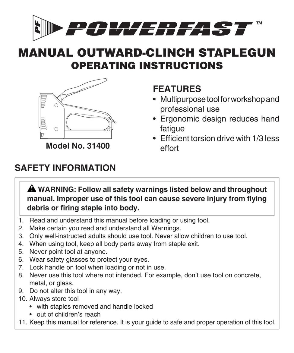 Desa 31400 Staple Gun User Manual