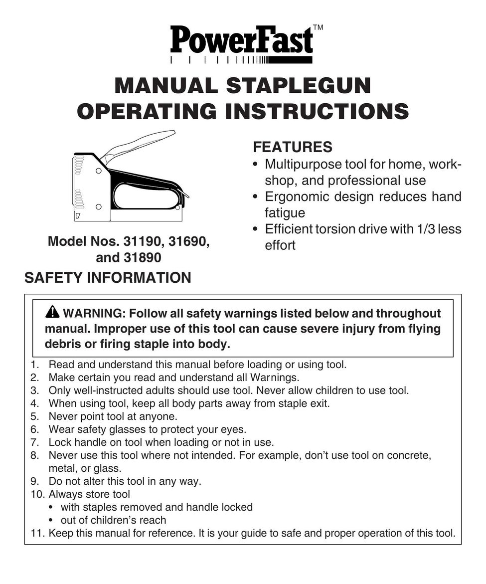 Desa 31690 Staple Gun User Manual