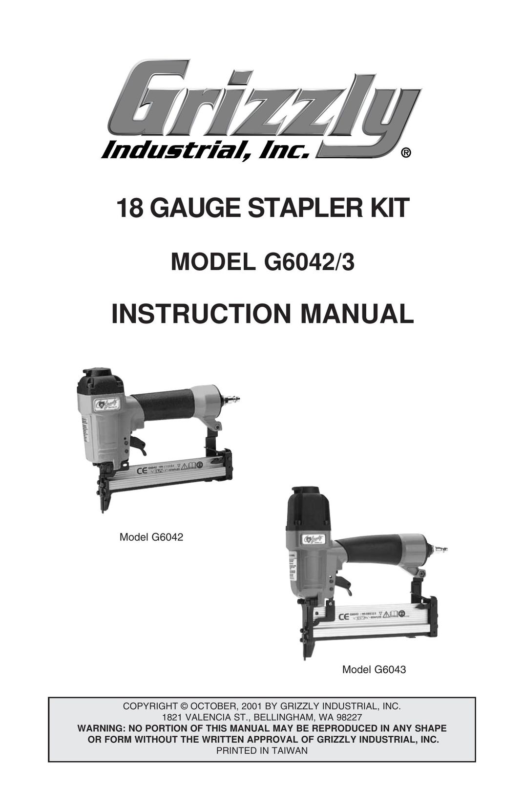 Grizzly G6042 Staple Gun User Manual