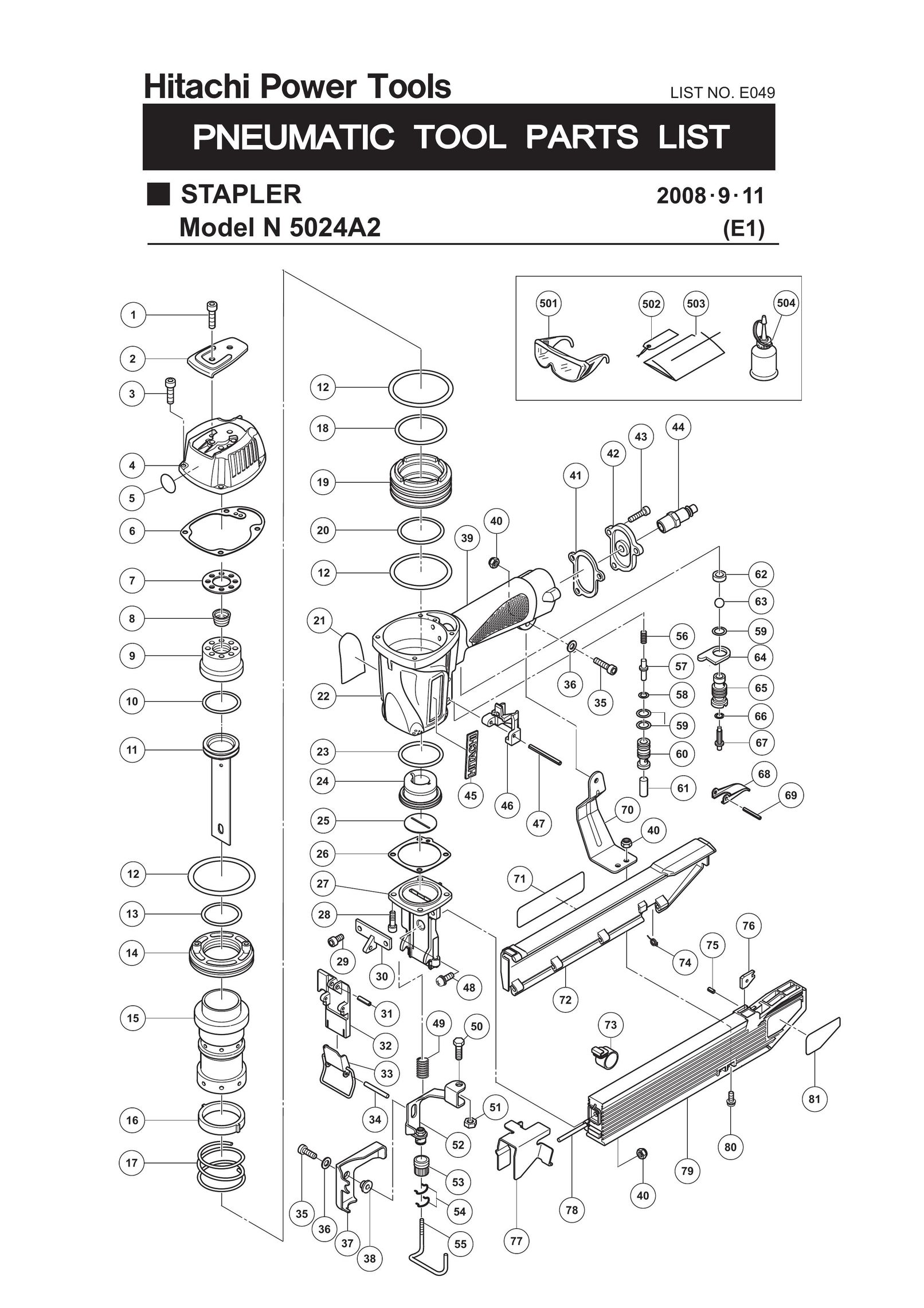 Hitachi N 5024A2 Staple Gun User Manual