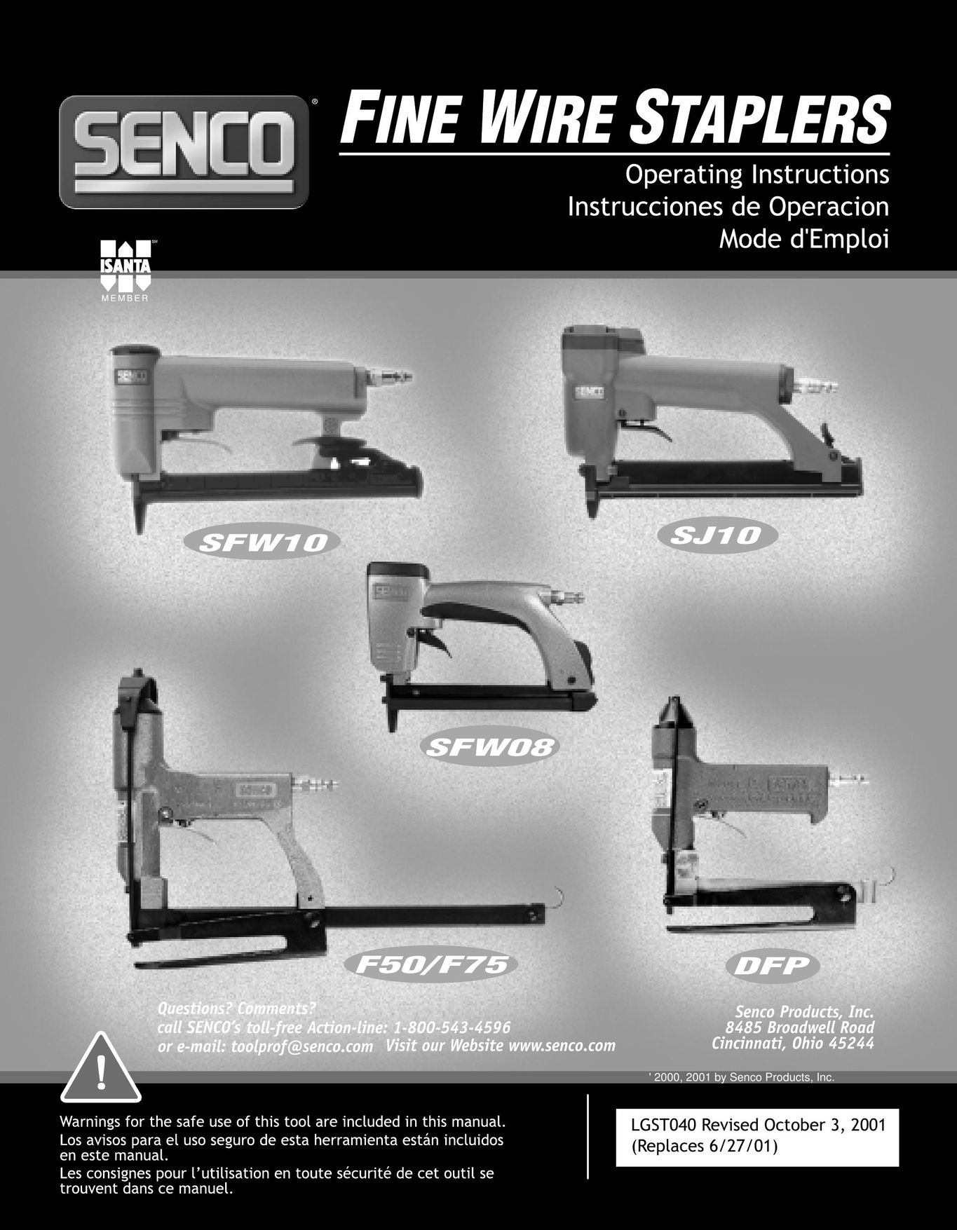 Senco F75 Staple Gun User Manual