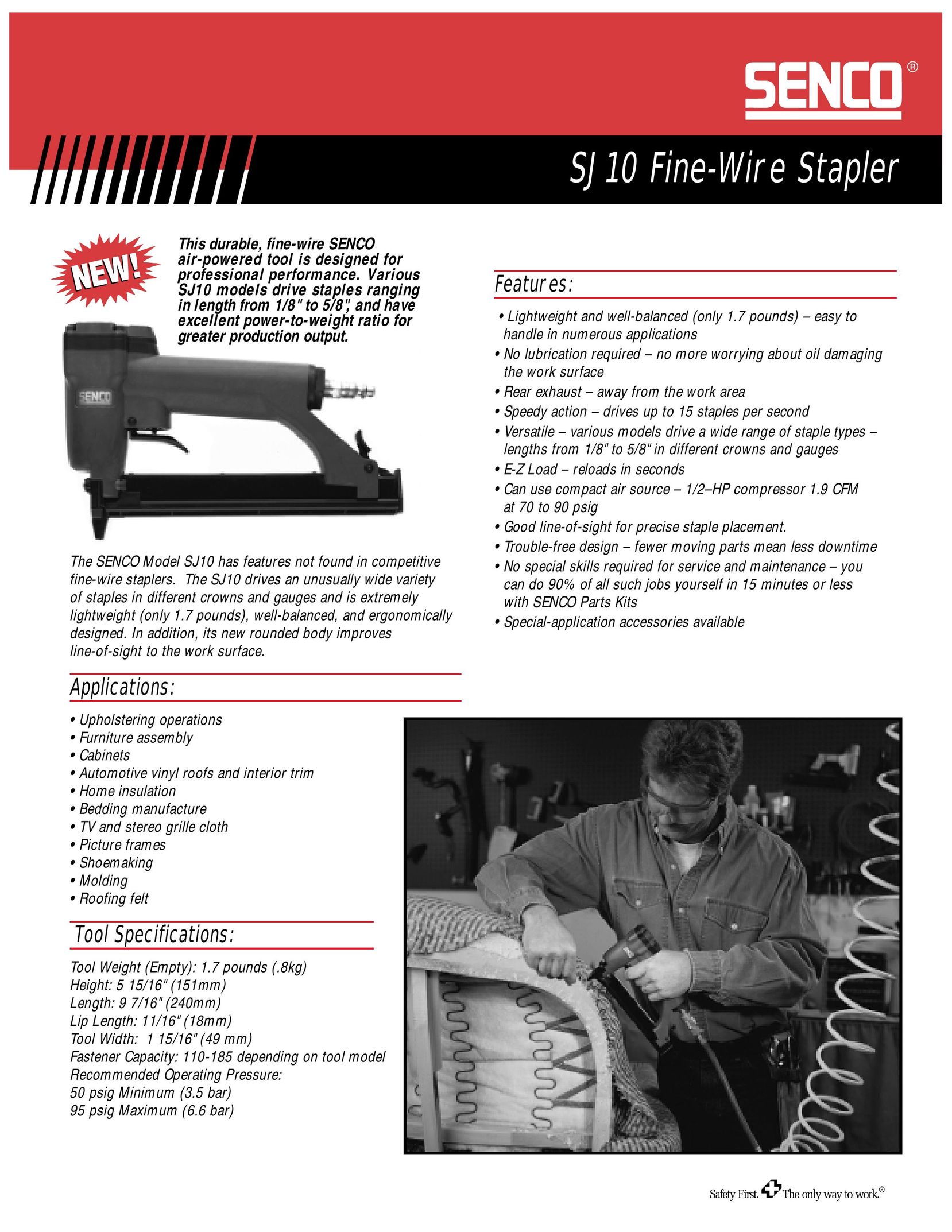 Senco SJ10 Staple Gun User Manual