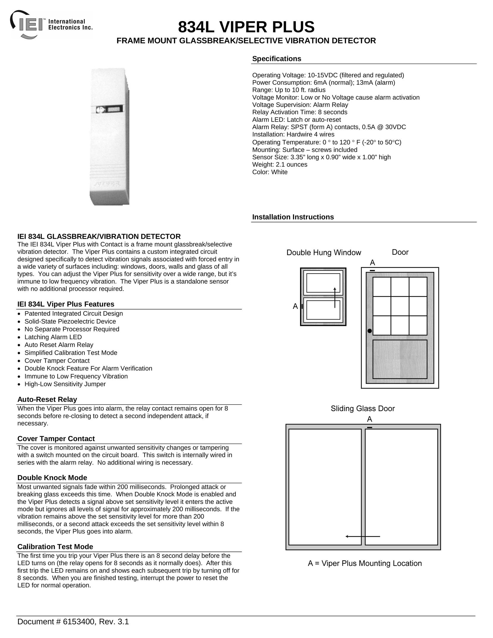 American International Electric IEI 834L Stud Sensor User Manual