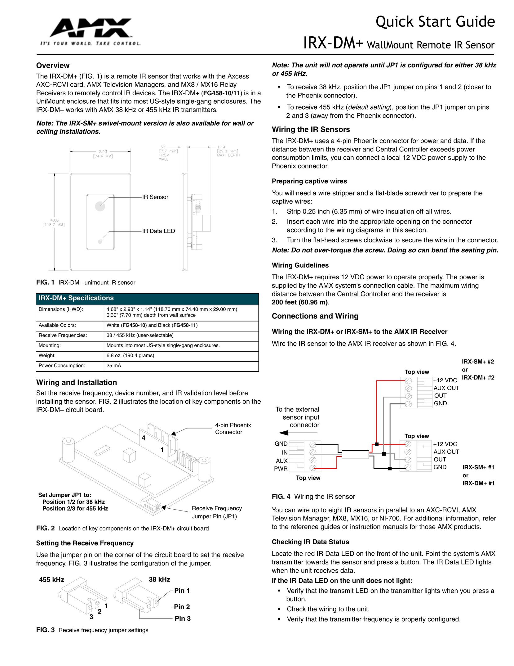 AMX IRX-DM+ Stud Sensor User Manual