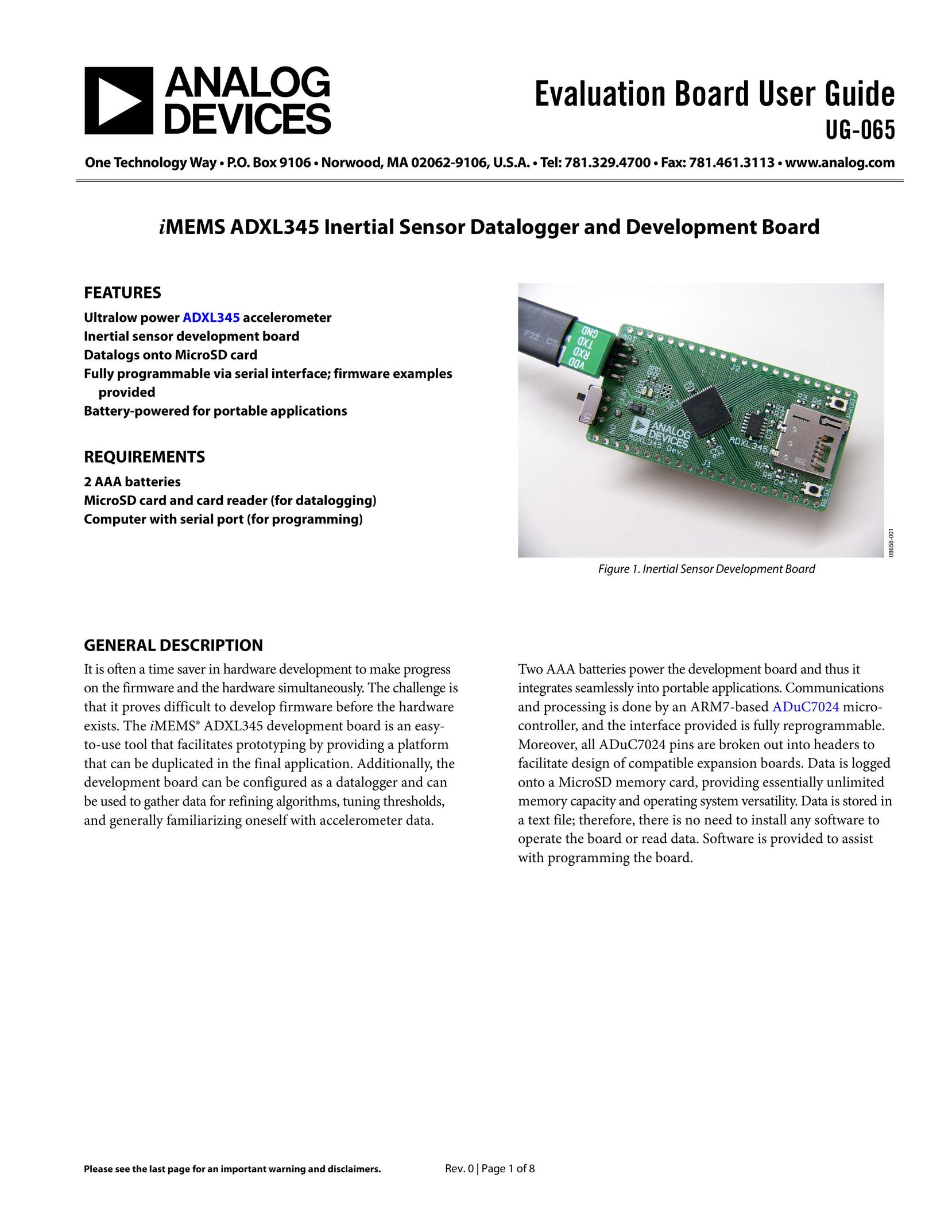 Analog Devices UG-065 Stud Sensor User Manual