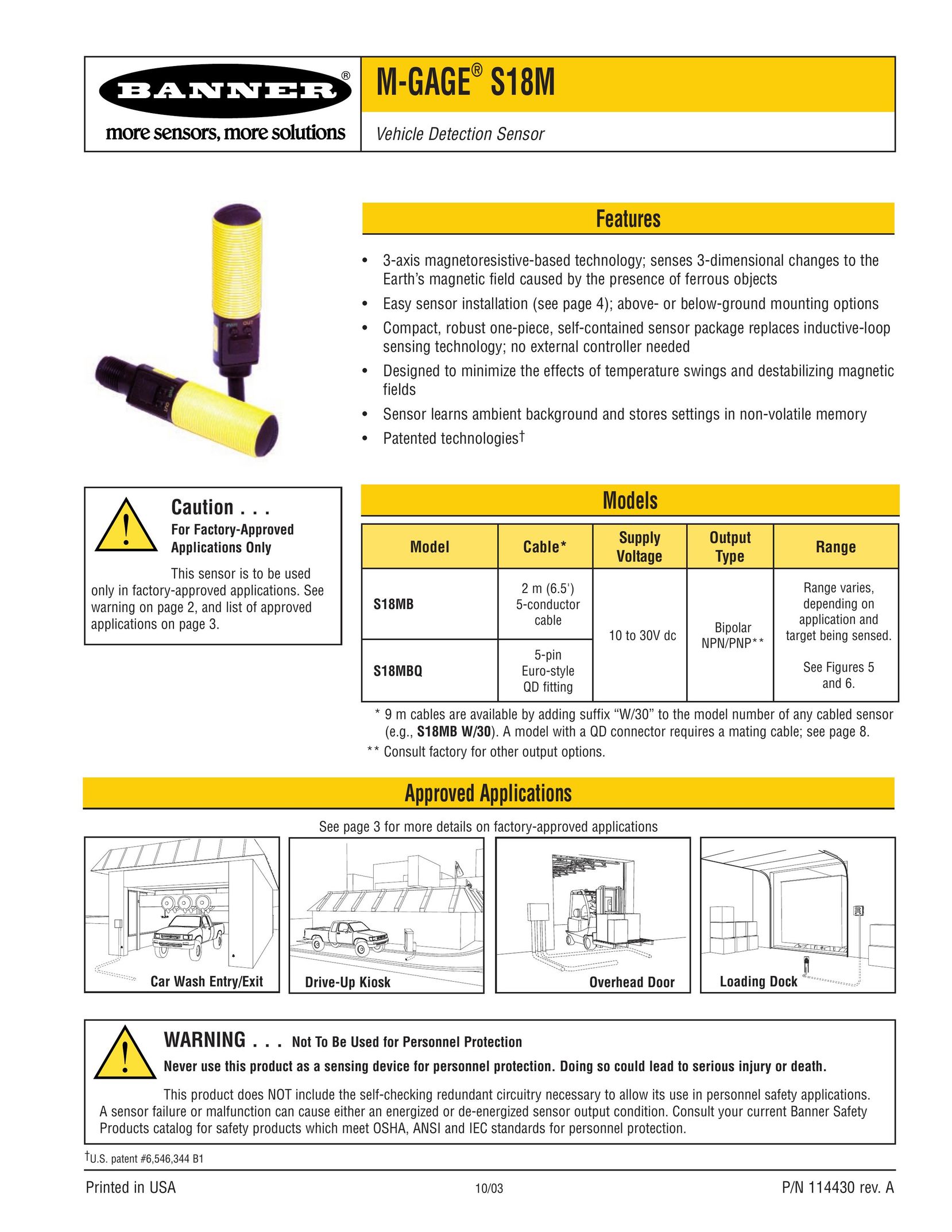 Banner American Products S18M Stud Sensor User Manual