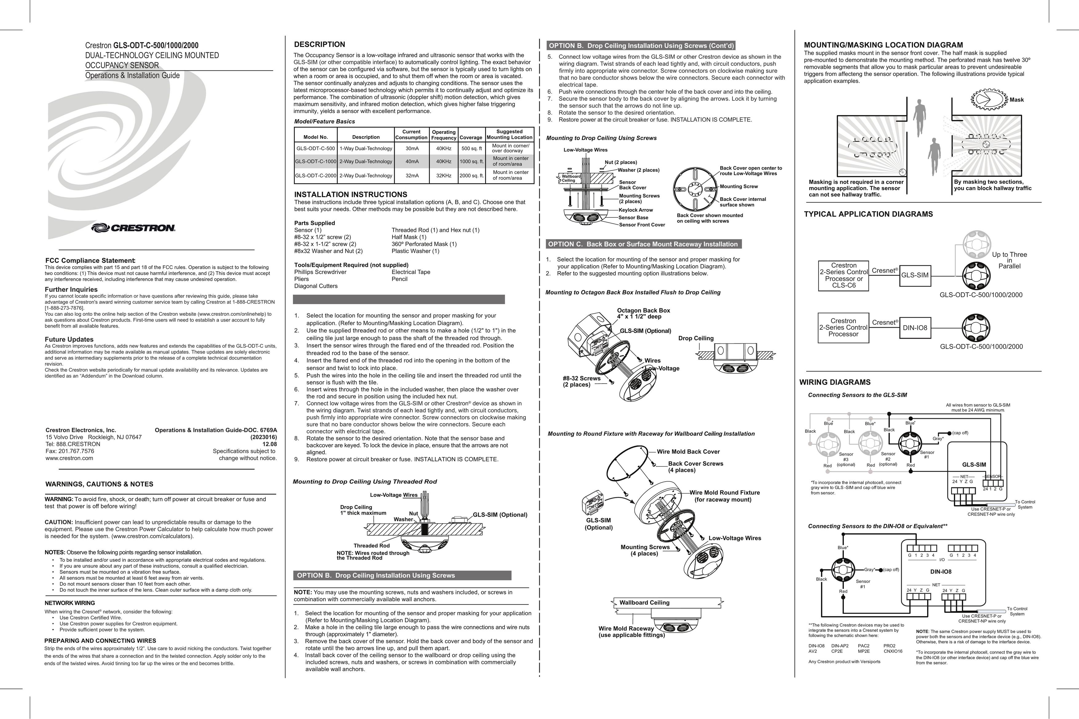 Crestron electronic GLS-ODT-C-500. GLS-ODT-C-1000 Stud Sensor User Manual