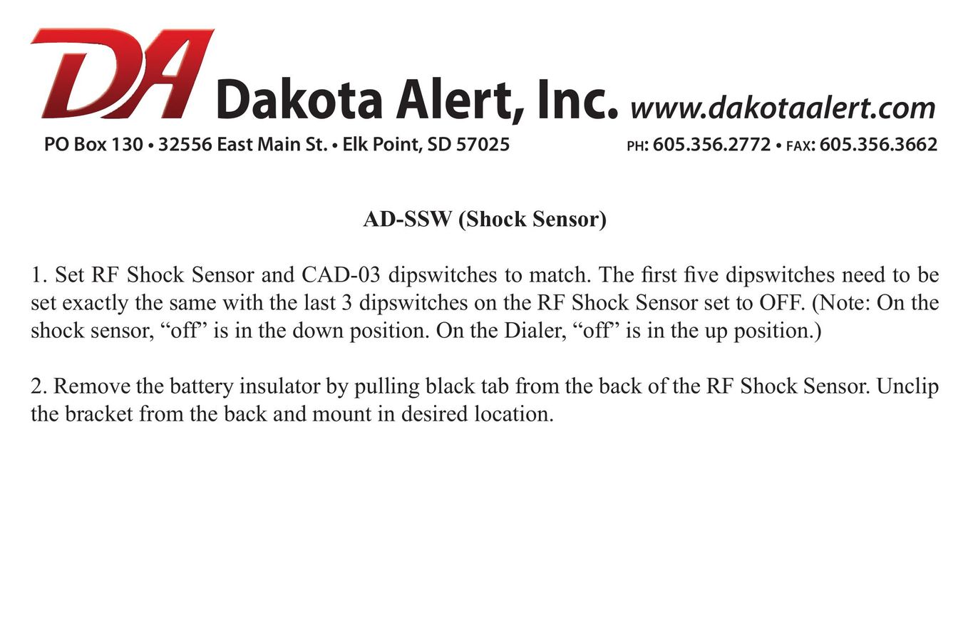 Dakota Alert Shock Sensor Stud Sensor User Manual