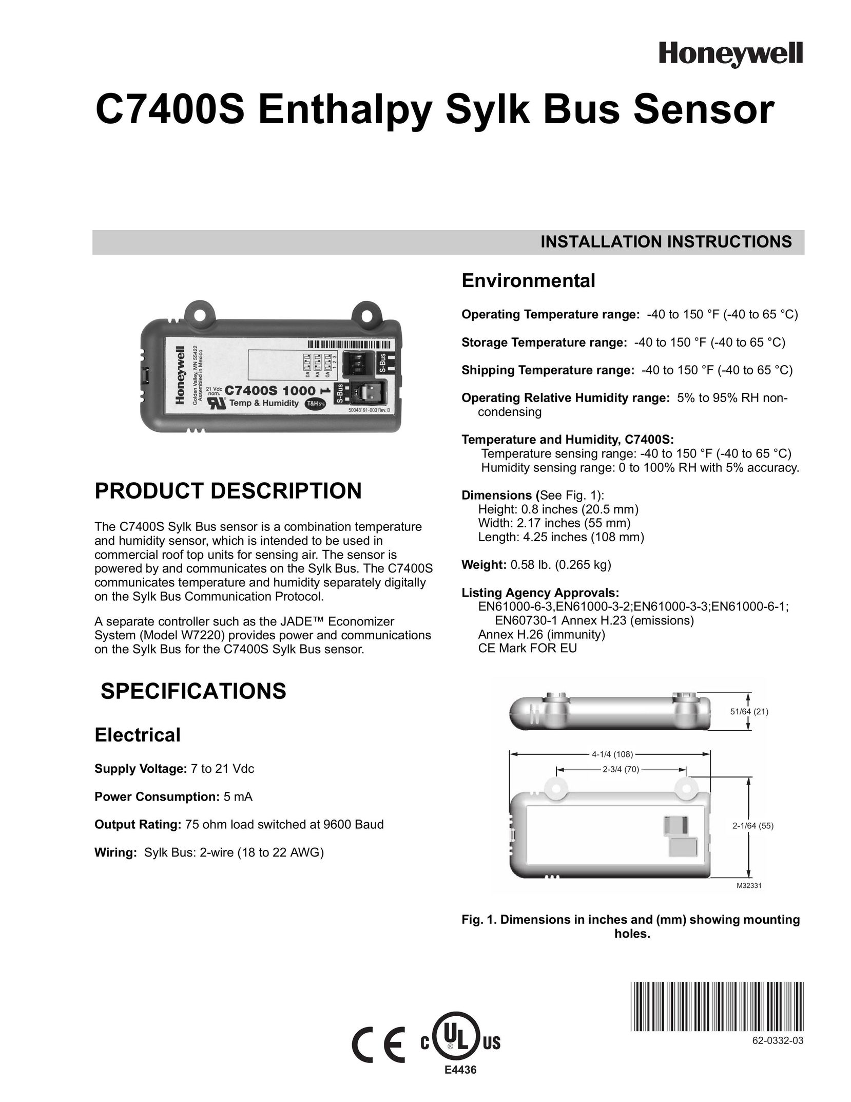 Honeywell C7400S Stud Sensor User Manual