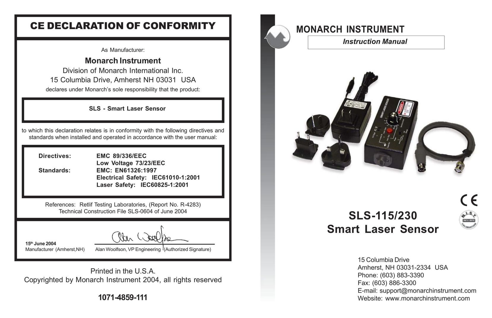 Monarch SLS-115/230 Stud Sensor User Manual