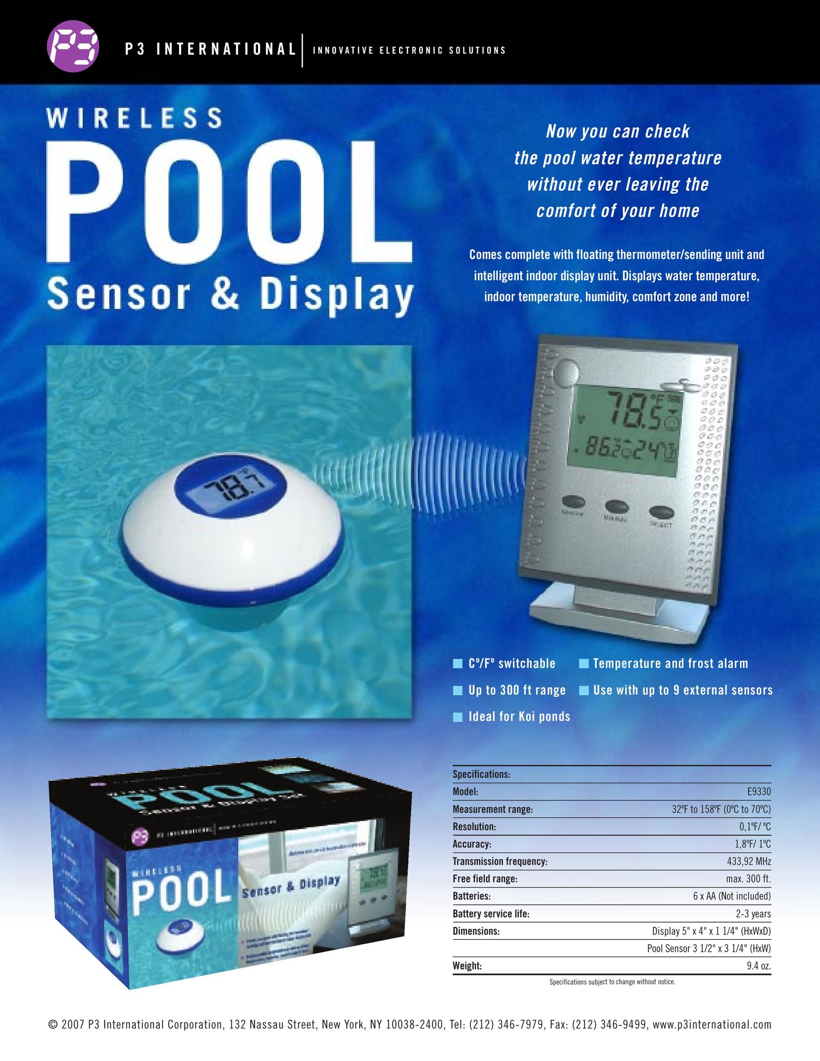 P3 International E9330 Stud Sensor User Manual