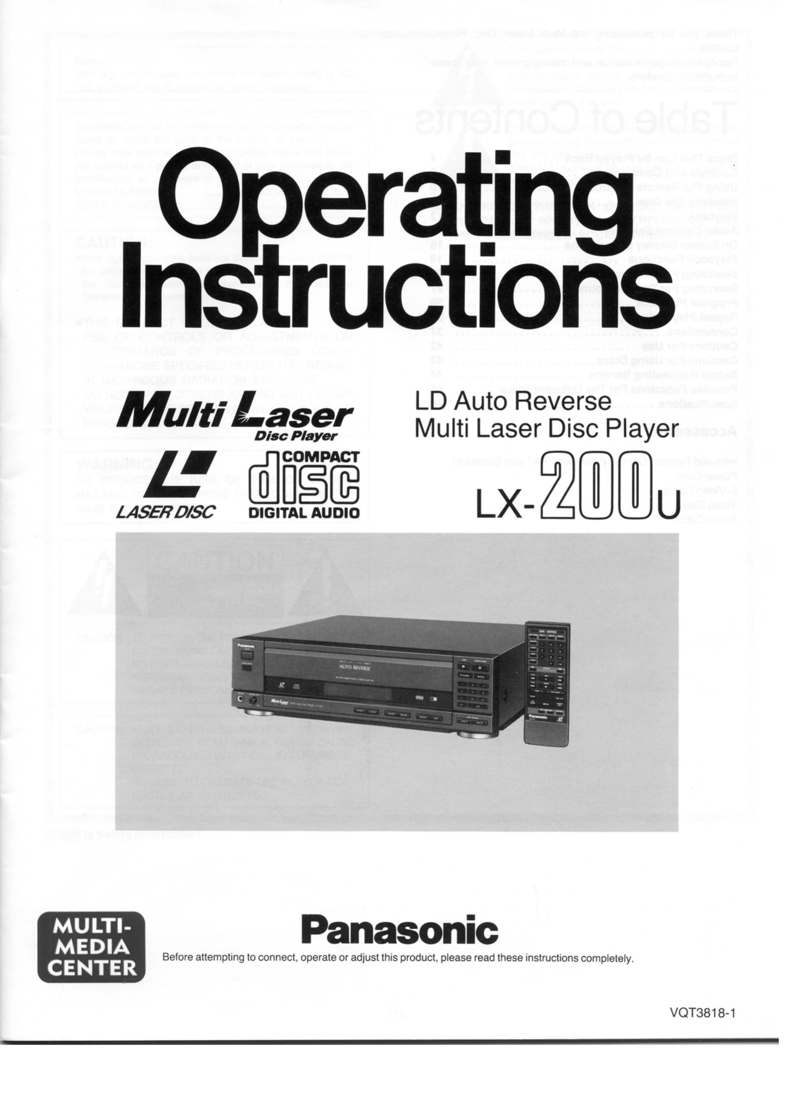 Panasonic LX-200U Stud Sensor User Manual