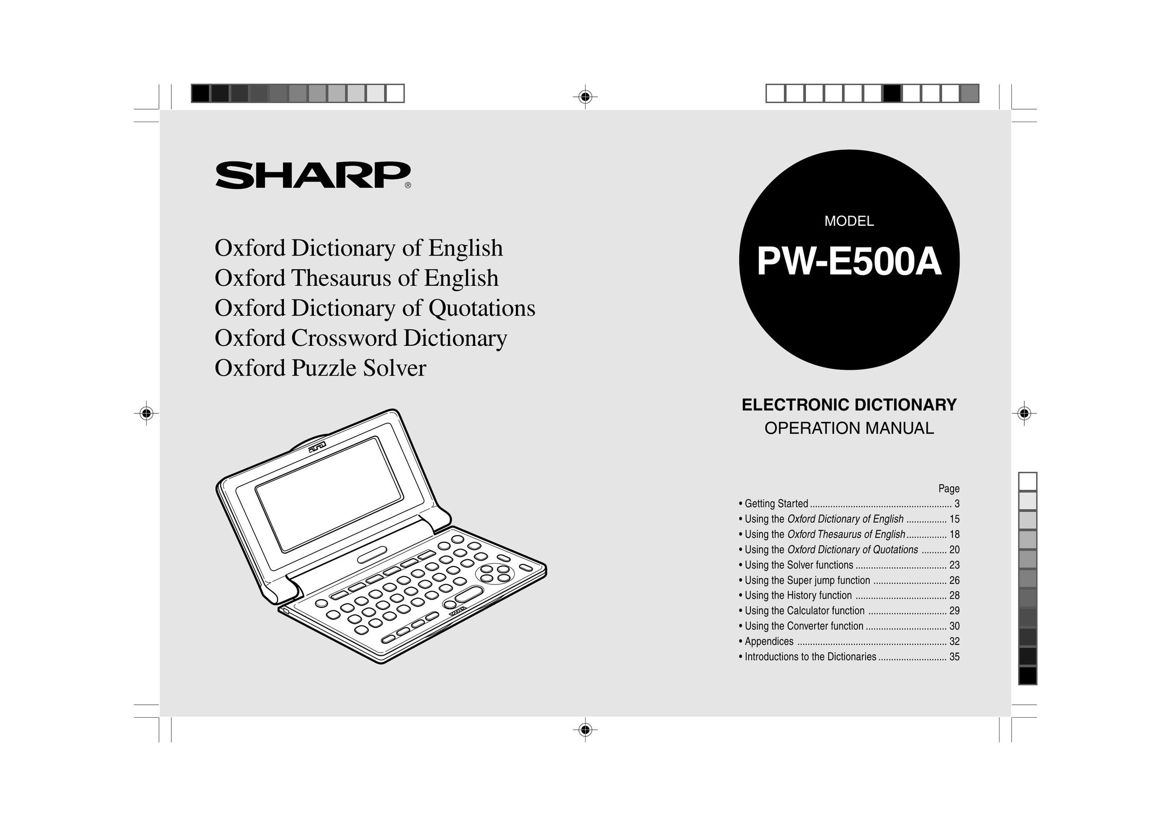 Sharp PW-E500A Stud Sensor User Manual