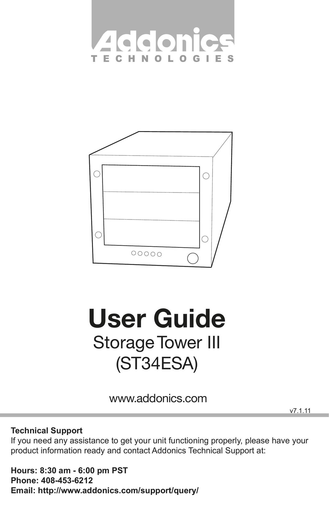 Addonics Technologies ST34ESA Tool Storage User Manual